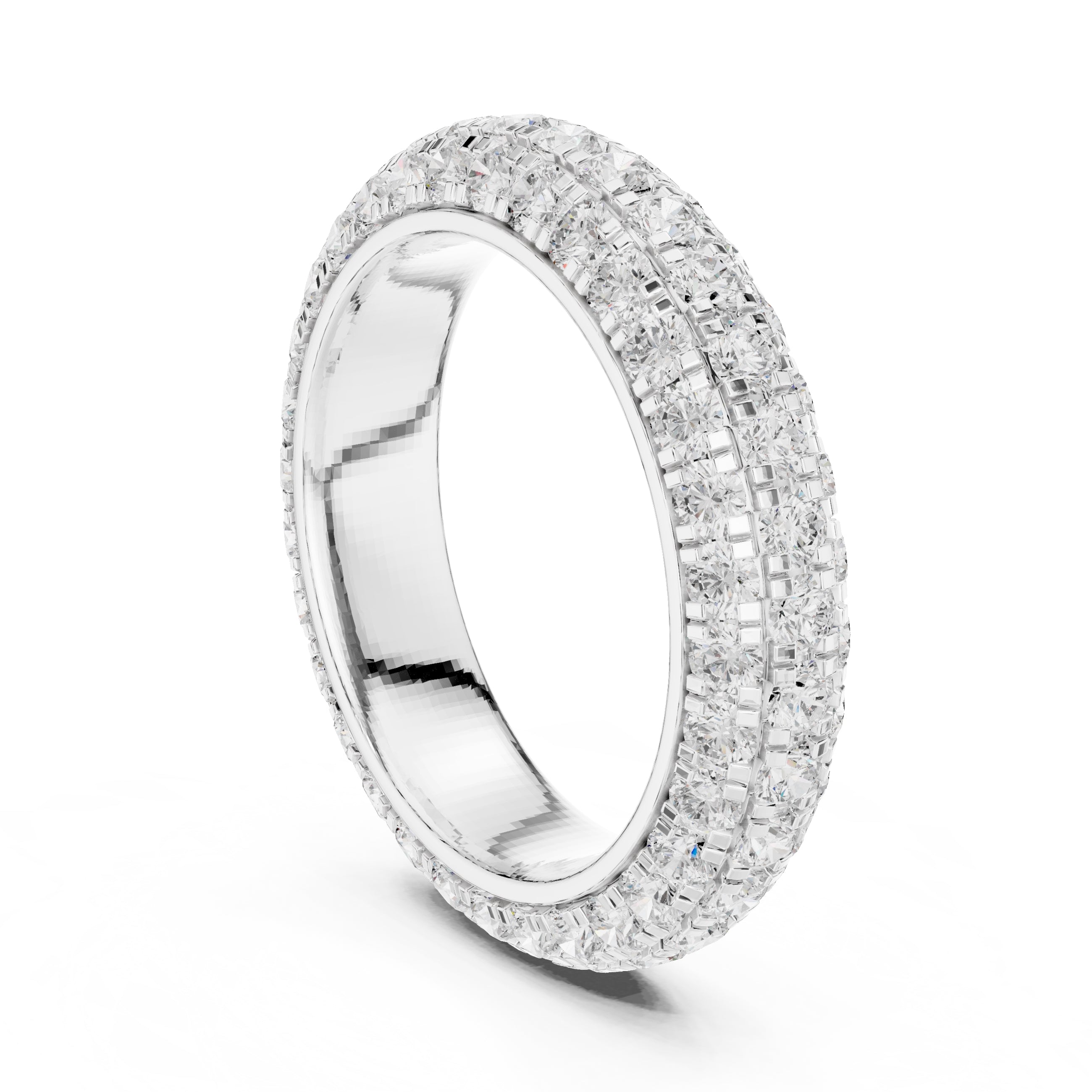 Triple Row Micro-Prong Eternity Band White Gold