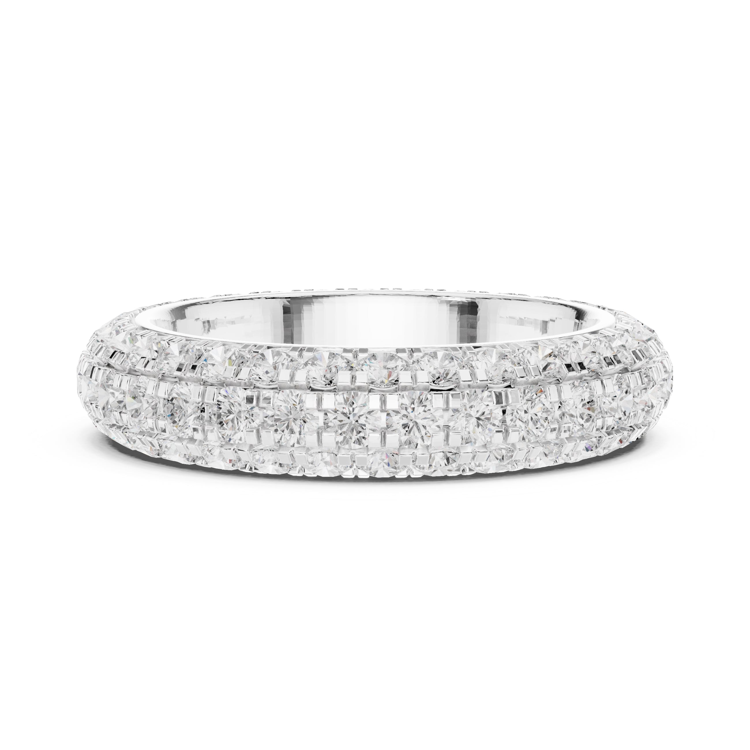 Triple Row Micro-Prong Eternity Band White Gold