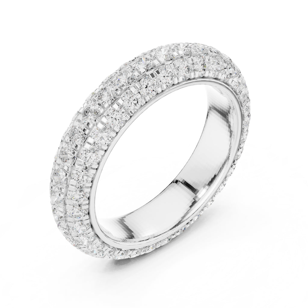 Triple Row Micro-Prong Eternity Band White Gold