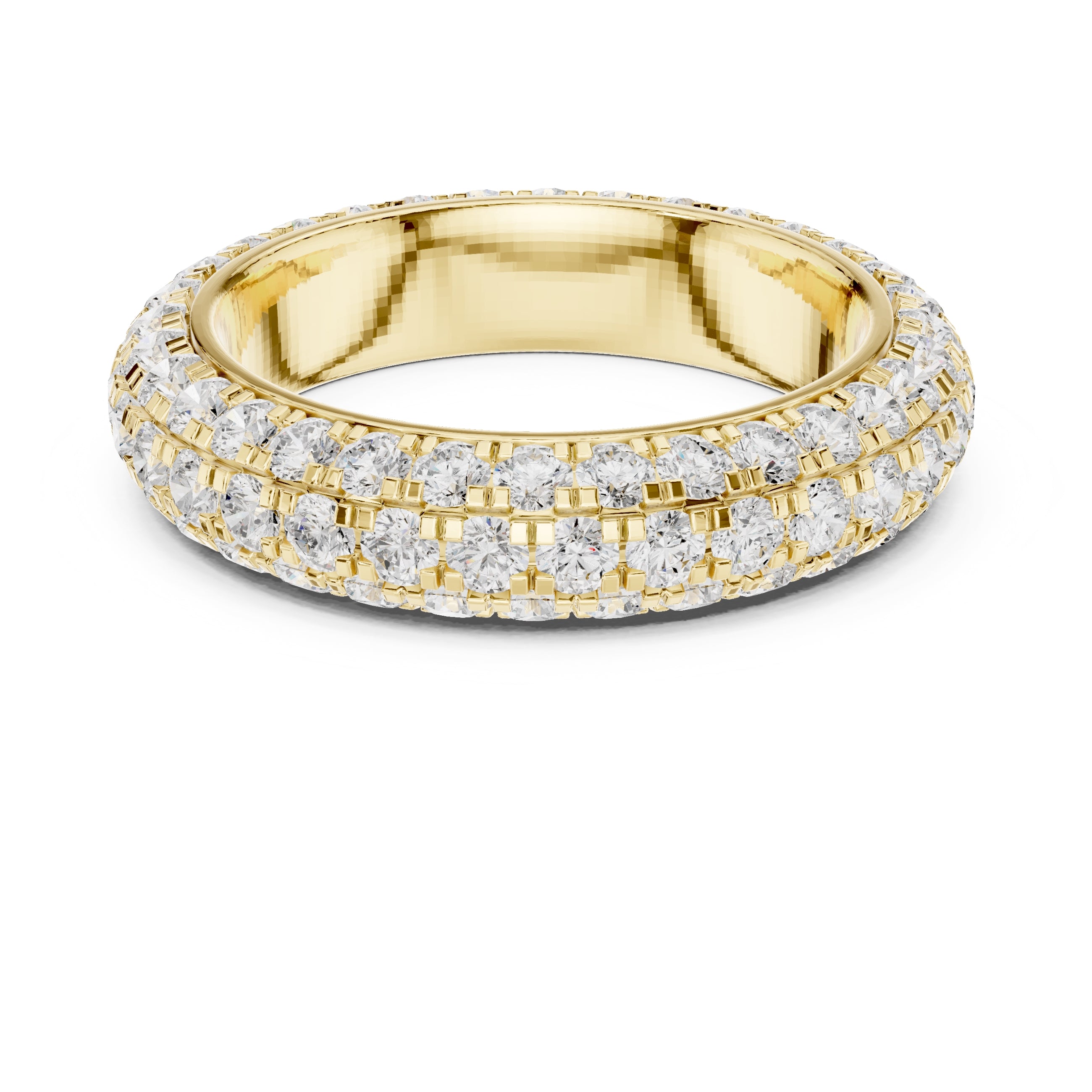 Triple Row Micro-Prong Eternity Band Yellow Gold