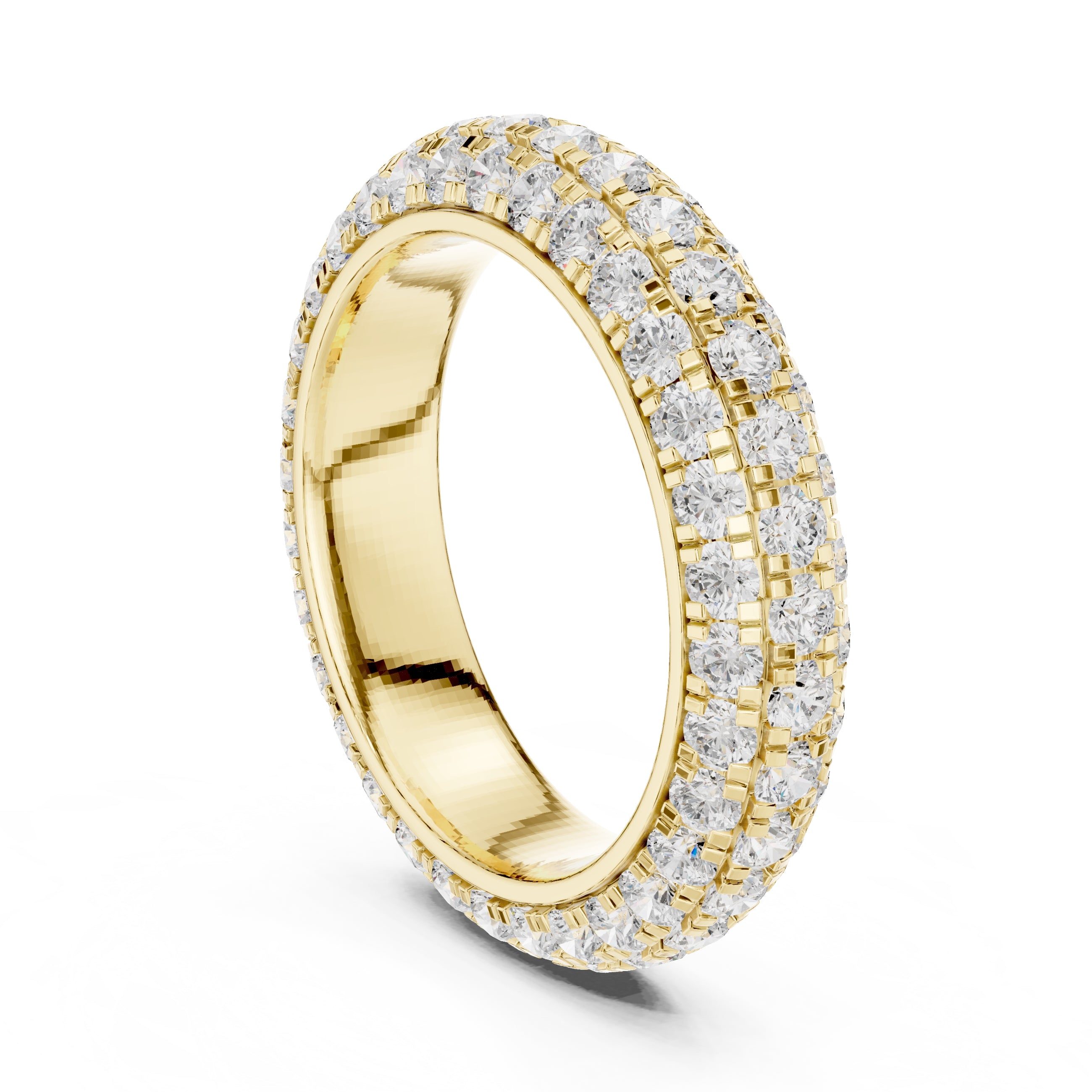 Triple Row Micro-Prong Eternity Band Yellow Gold