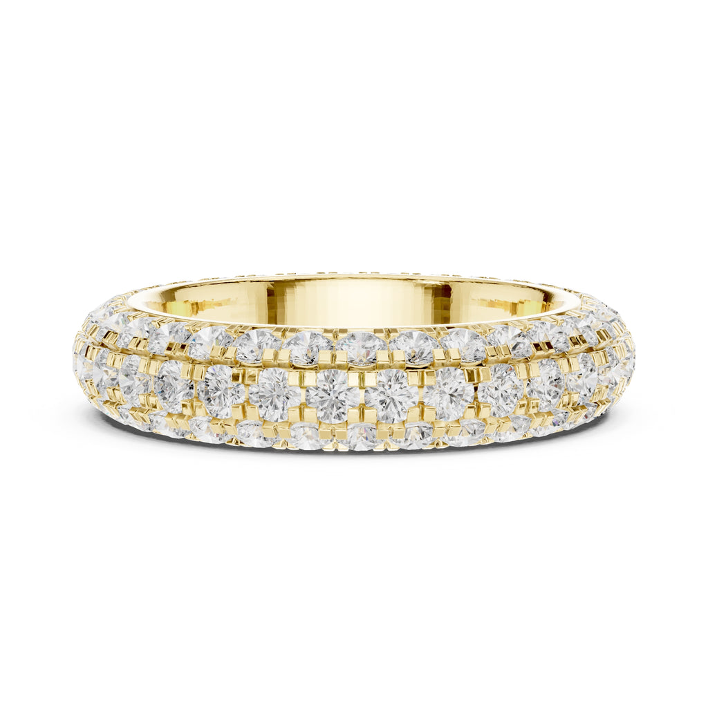 Triple Row Micro-Prong Eternity Band Yellow Gold