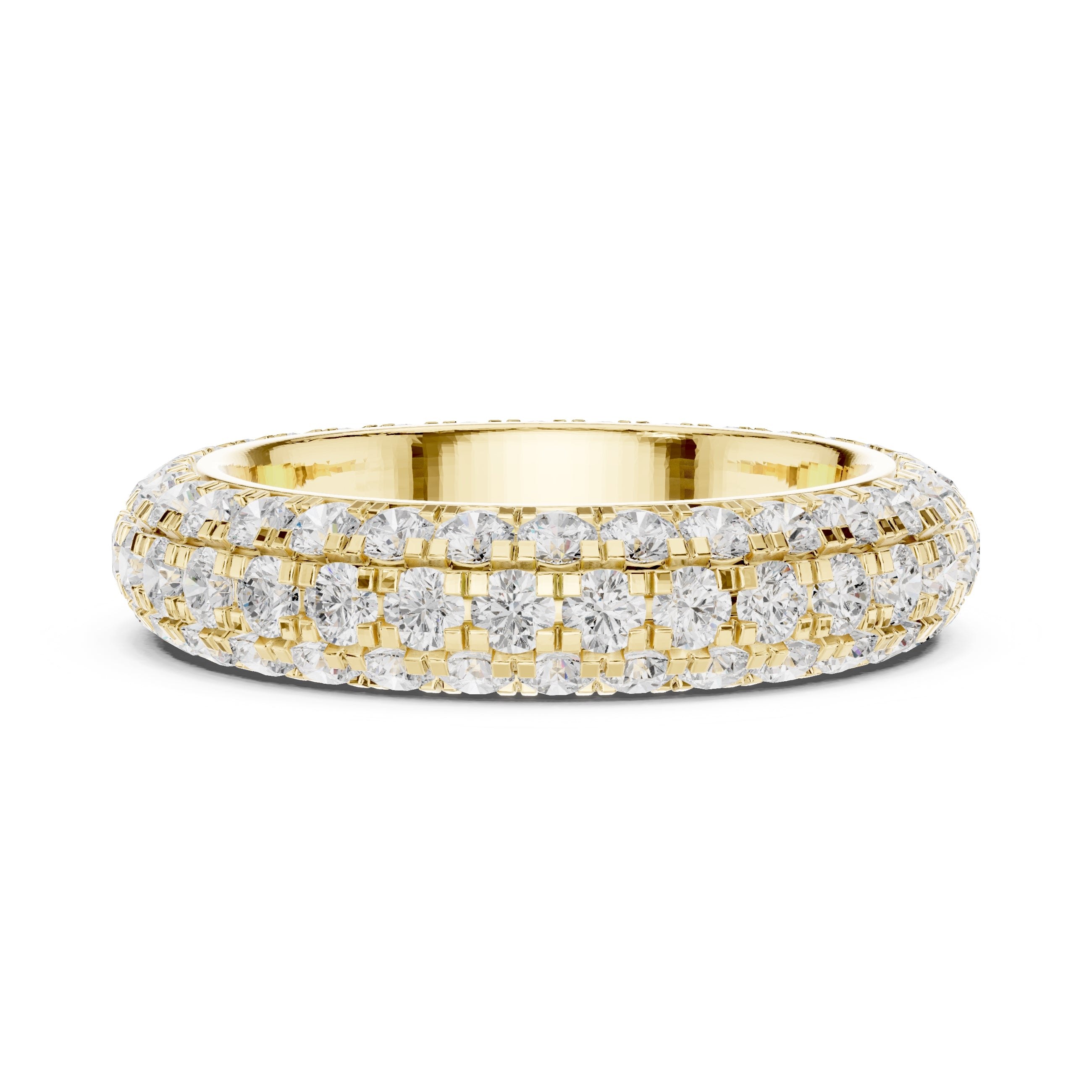 Triple Row Micro-Prong Eternity Band Yellow Gold