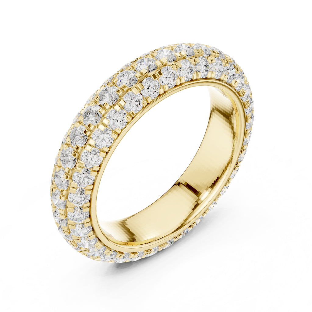 Triple Row Micro-Prong Eternity Band Yellow Gold