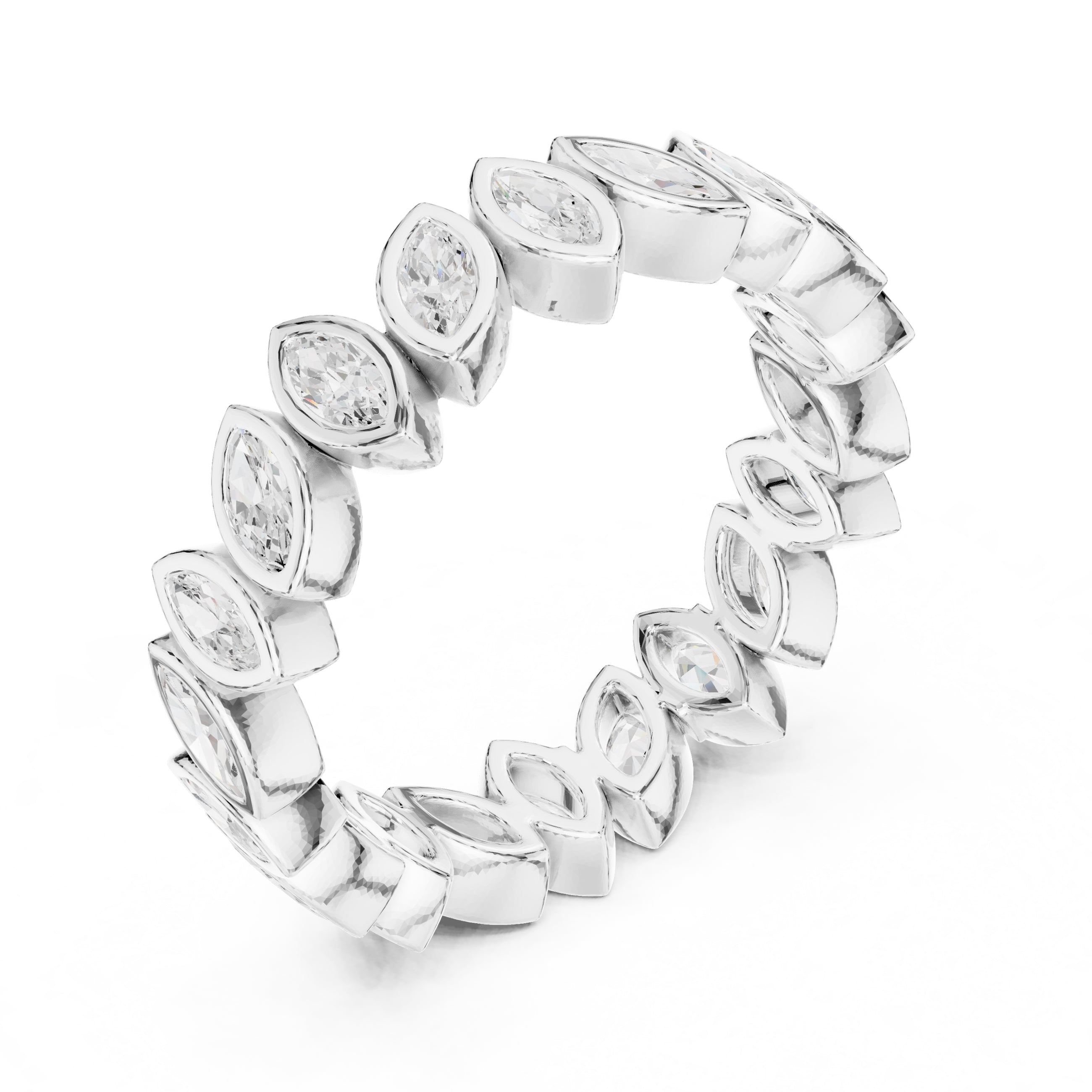 Marquise Bezel Eternity Band White Gold