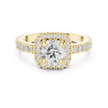 1.00 ct Round Stone Pave Engagement Ring 1ct Yellow Gold