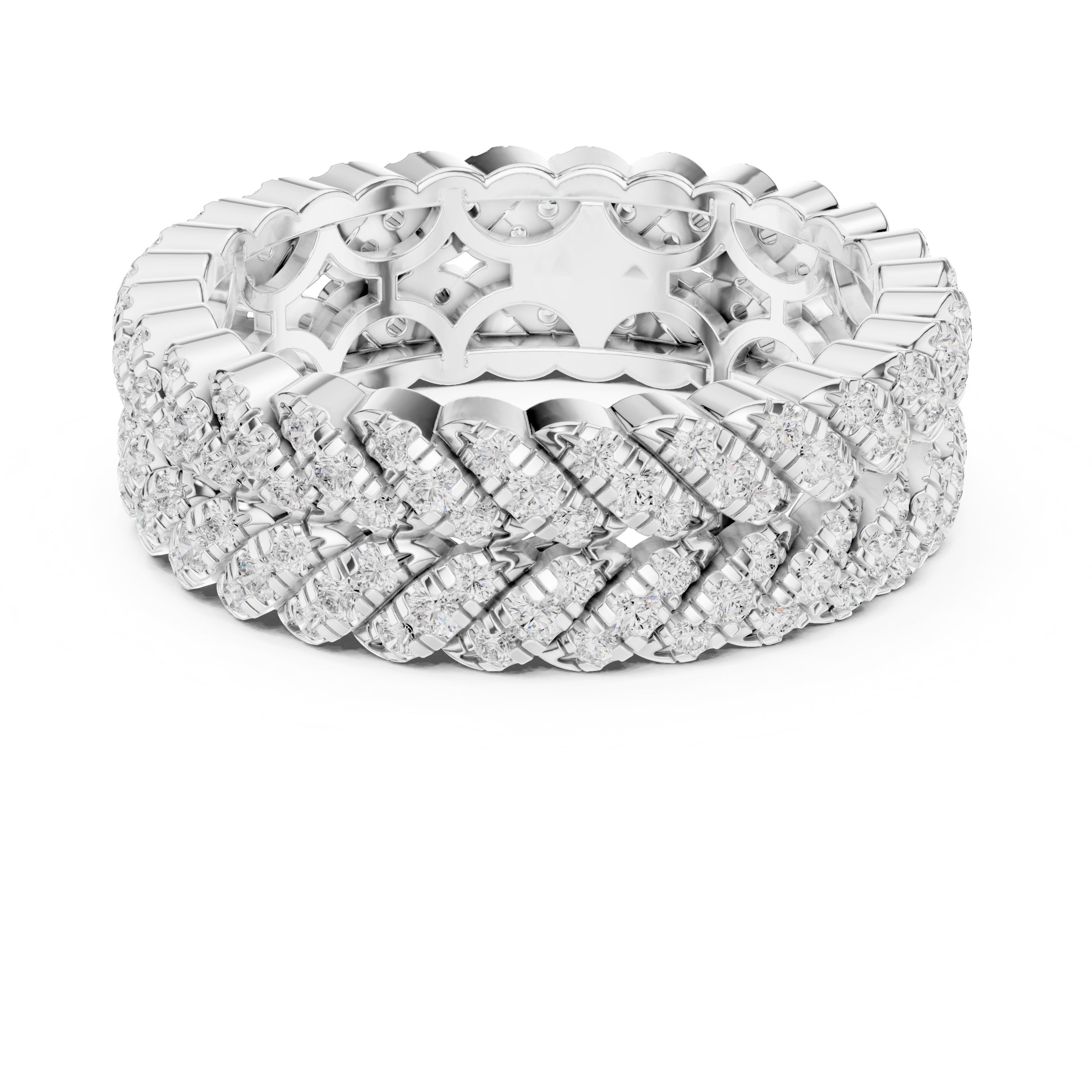 Designer Entwined Wedding Ring White Gold