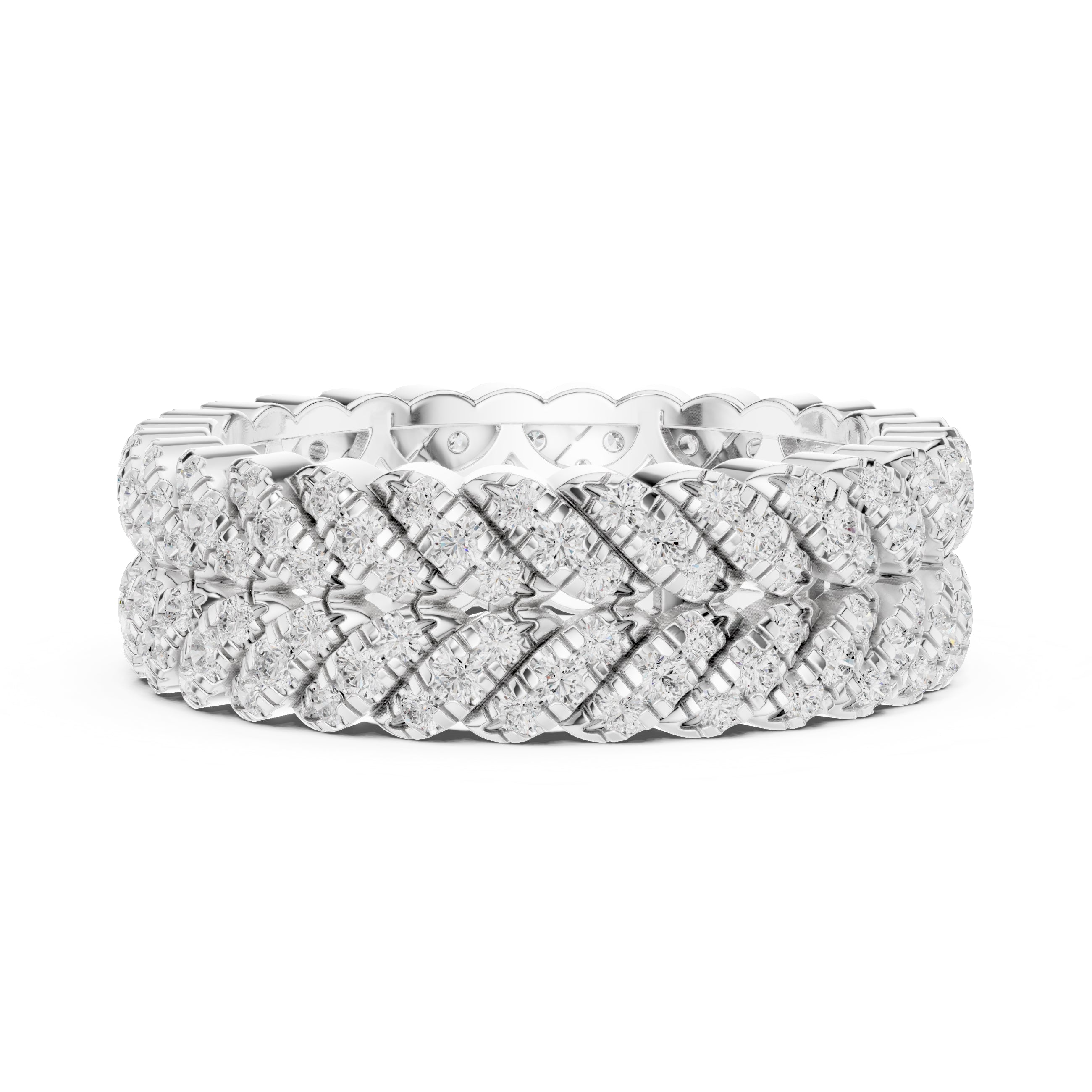 Designer Entwined Wedding Ring White Gold