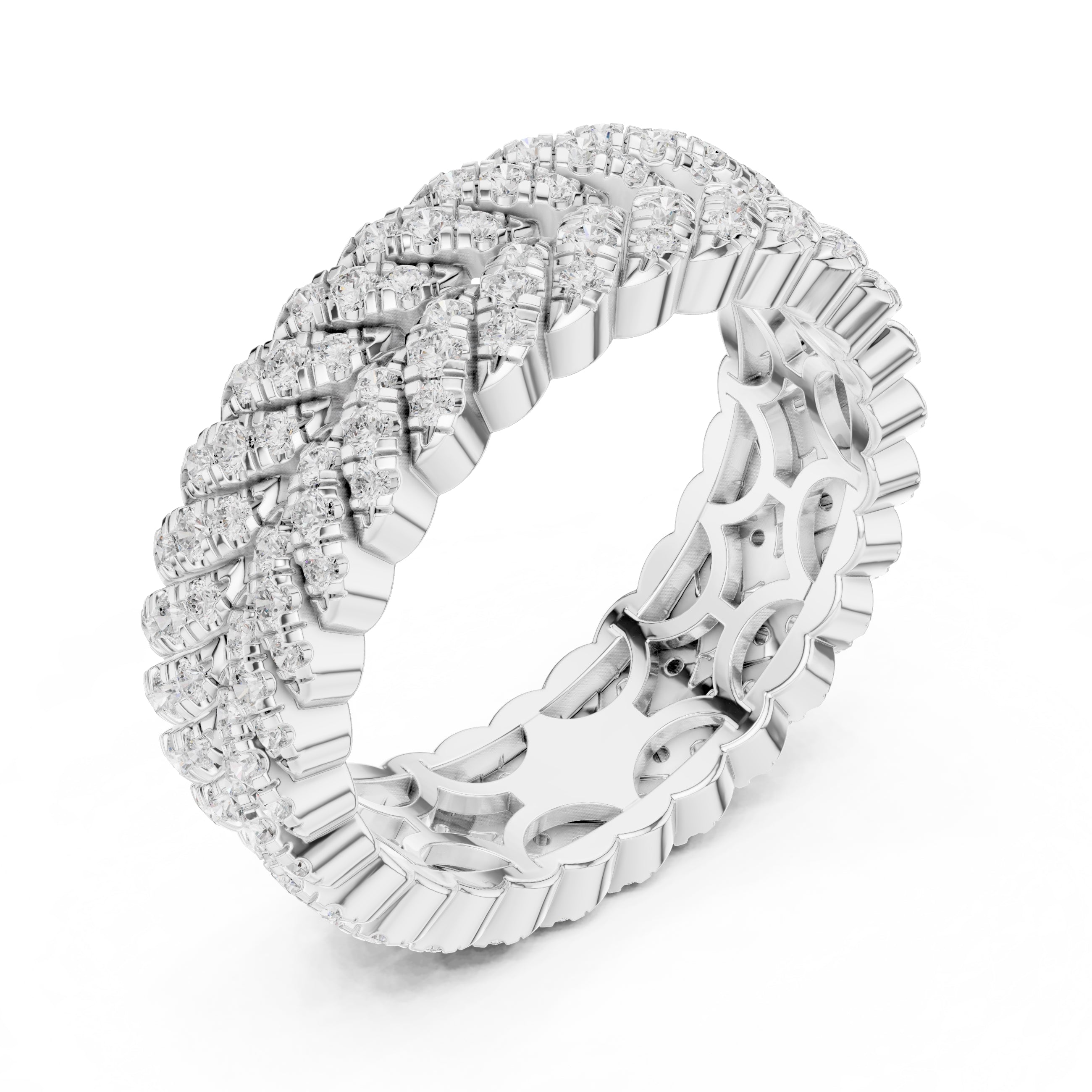 Designer Entwined Wedding Ring White Gold
