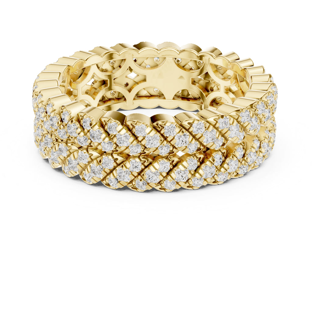 Designer Entwined Wedding Ring Yellow Gold