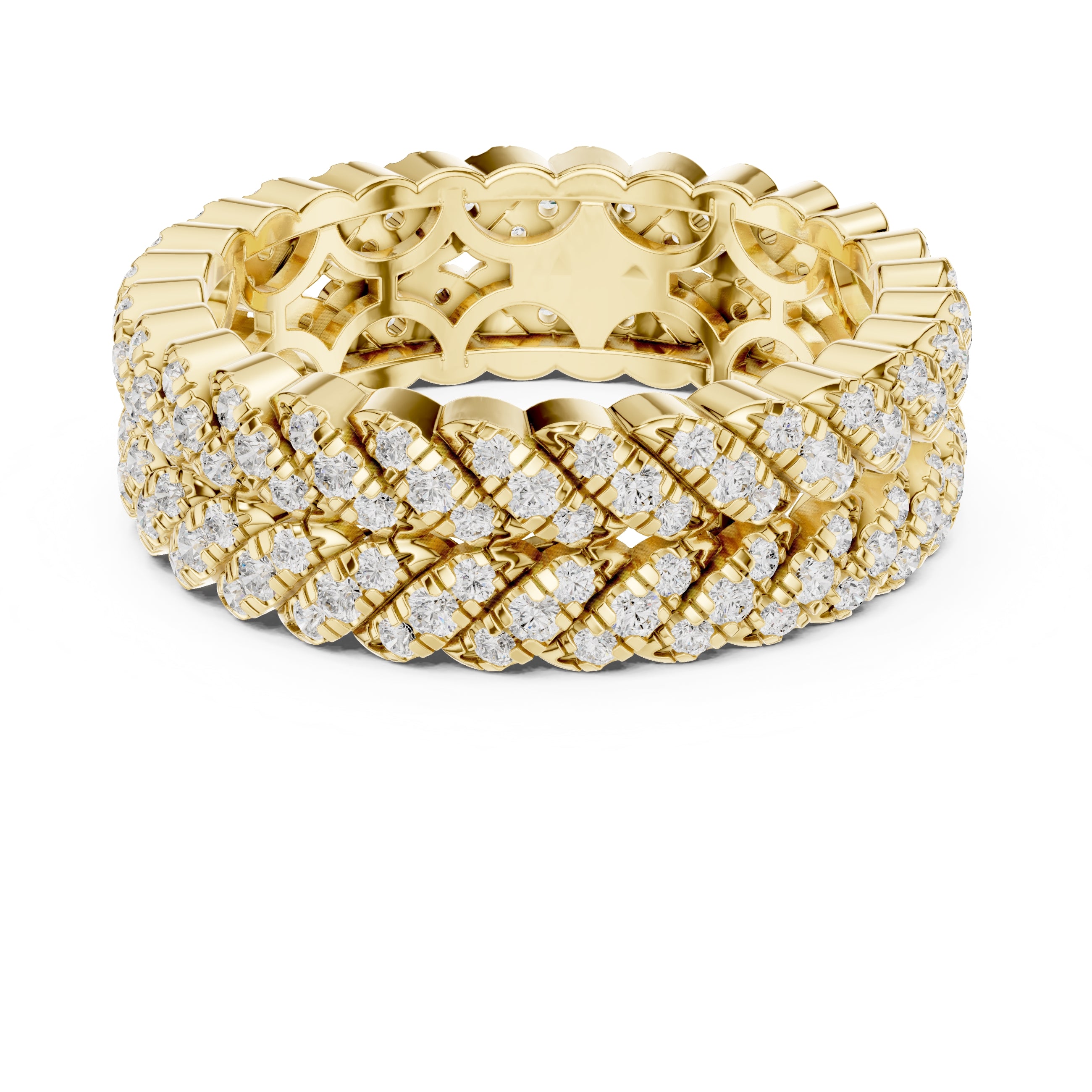 Designer Entwined Wedding Ring Yellow Gold