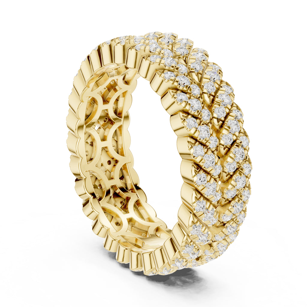 Designer Entwined Wedding Ring Yellow Gold