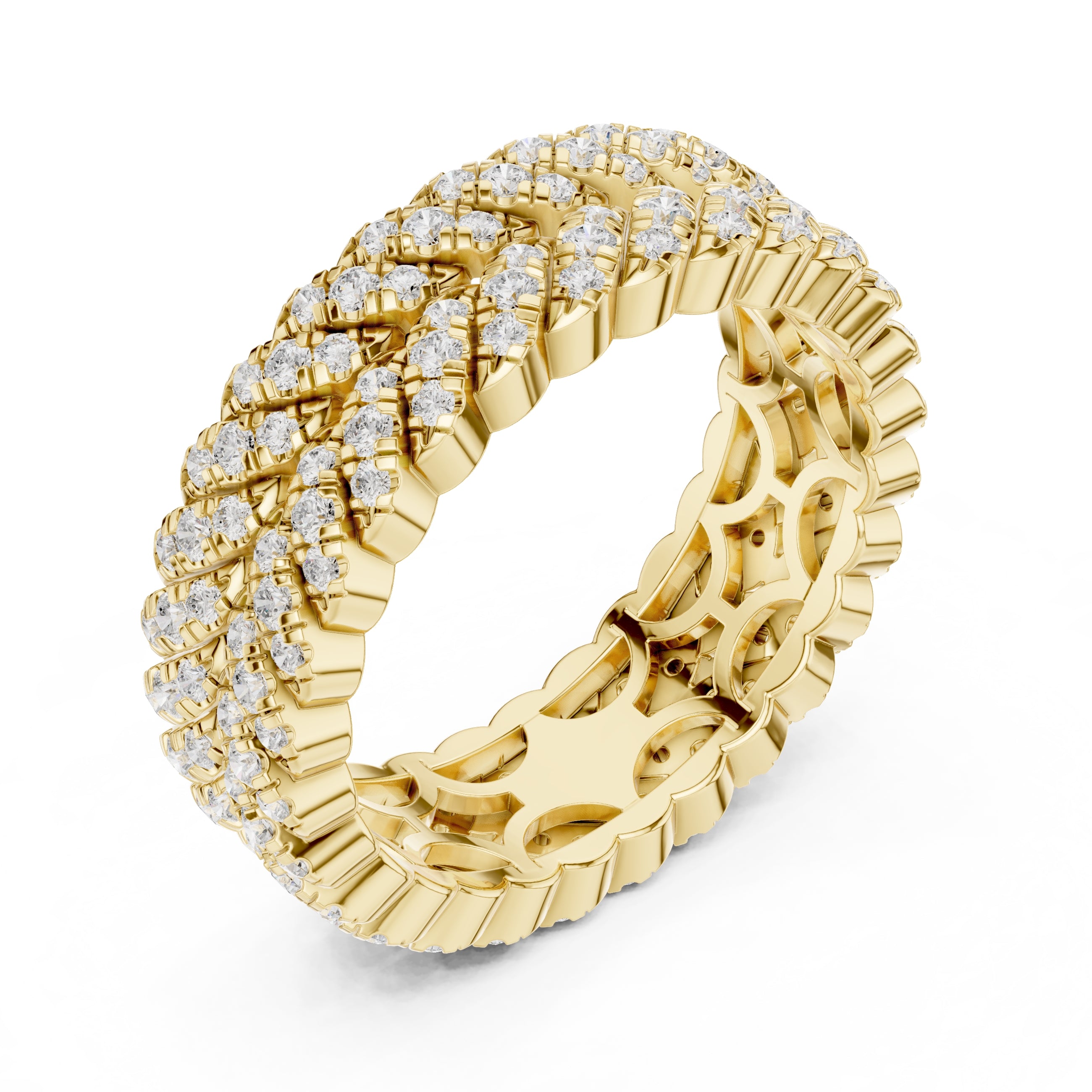Designer Entwined Wedding Ring Yellow Gold