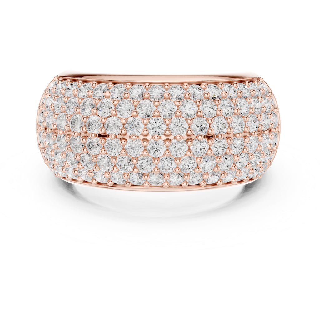 Wide Pave Dome Wedding Ring Rose Gold