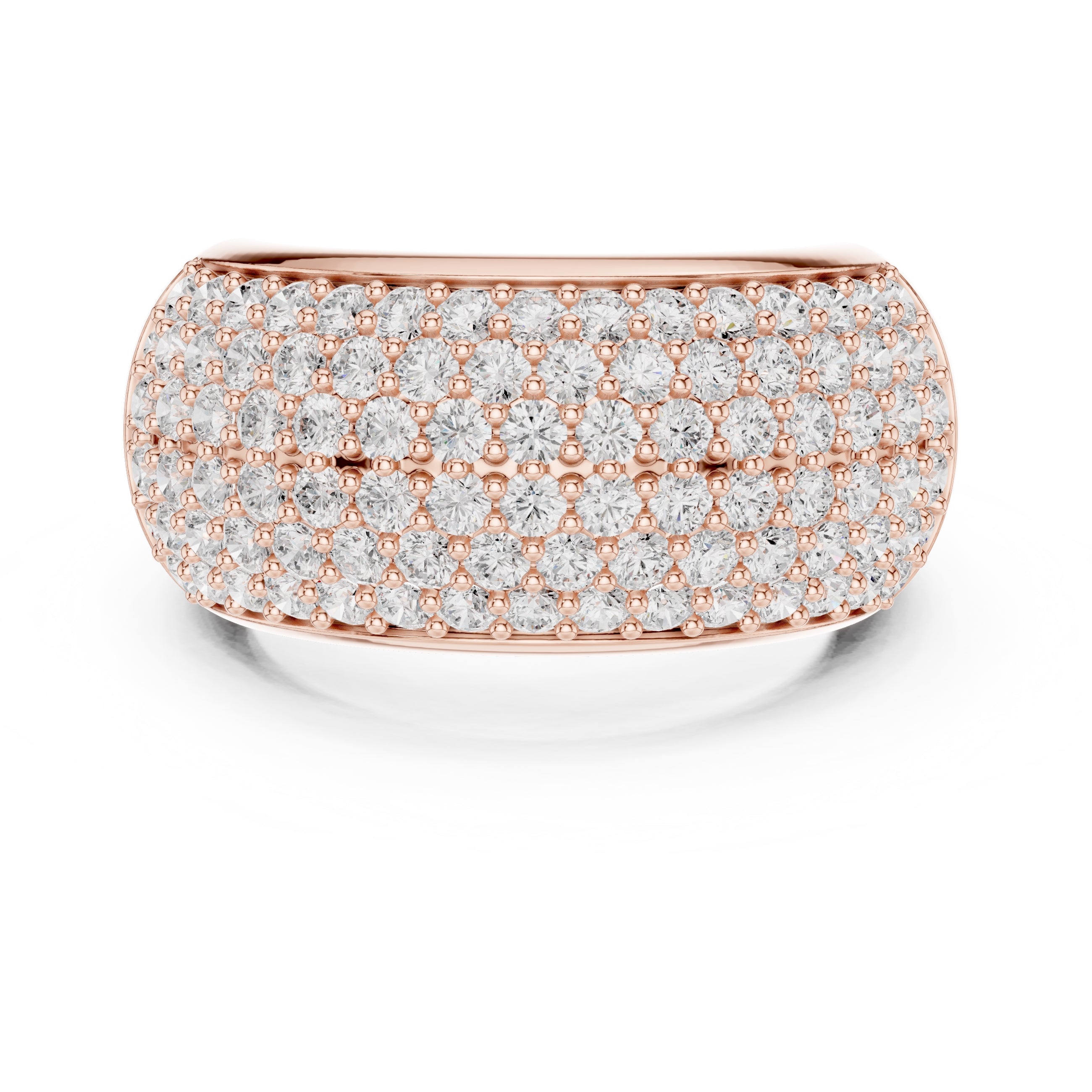 Wide Pave Dome Wedding Ring Rose Gold