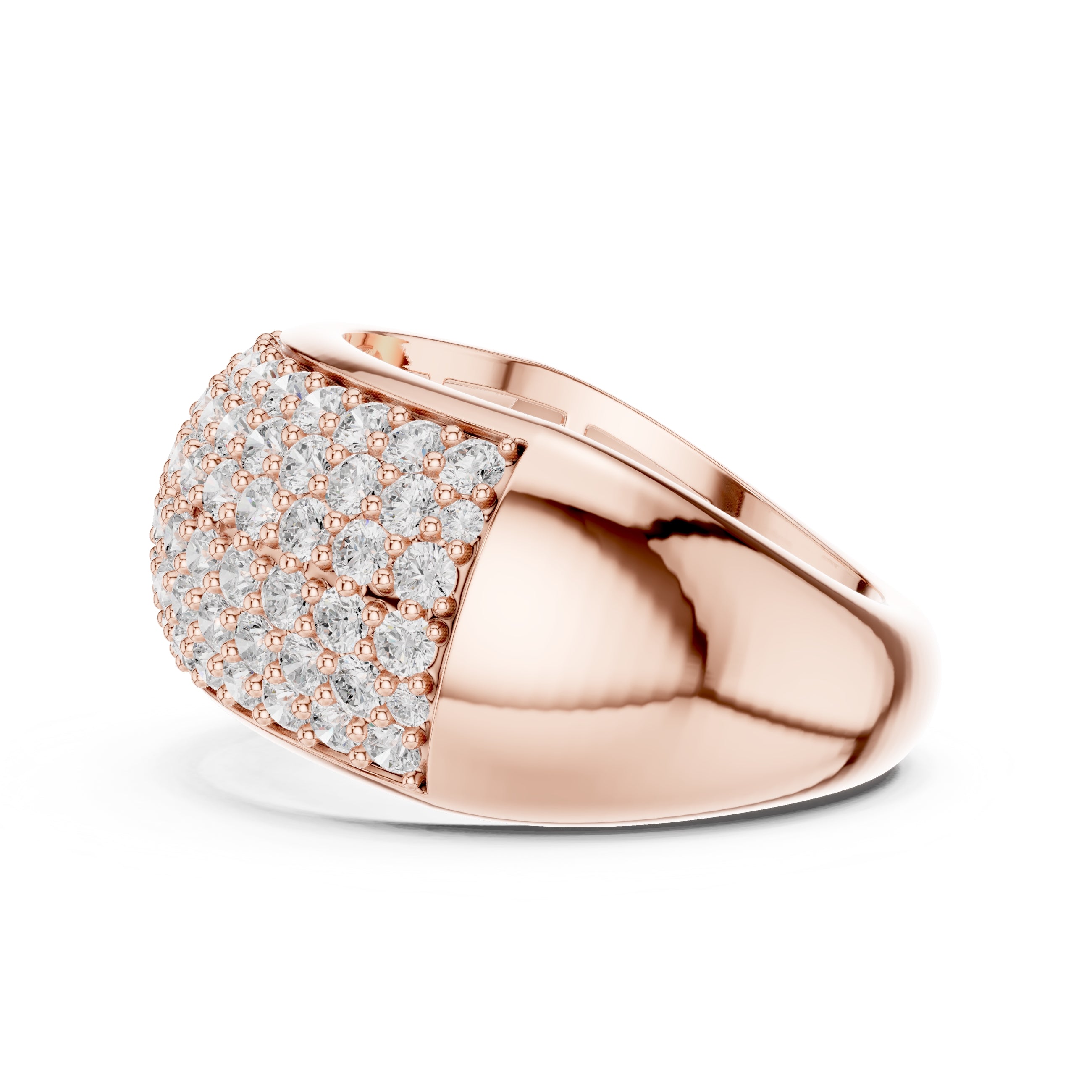 Wide Pave Dome Wedding Ring Rose Gold