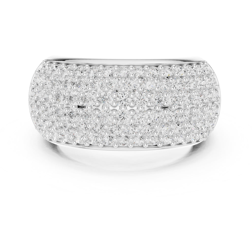 Wide Pave Dome Wedding Ring White Gold
