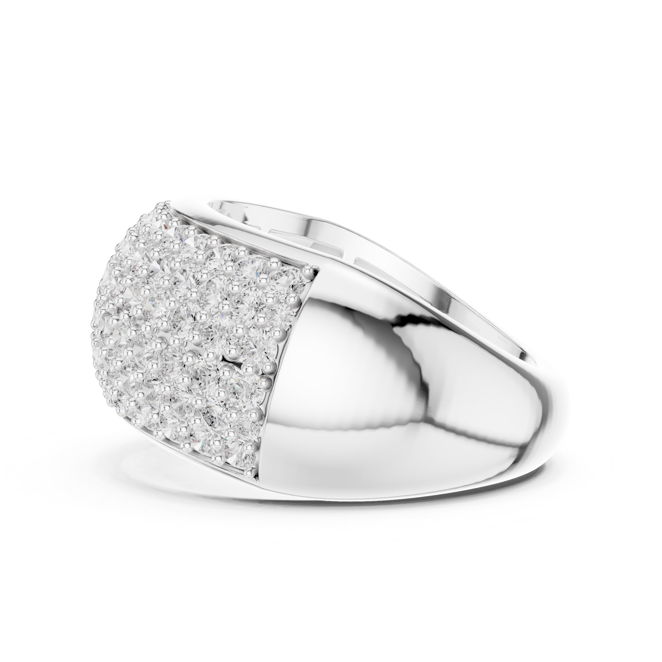 Wide Pave Dome Wedding Ring White Gold