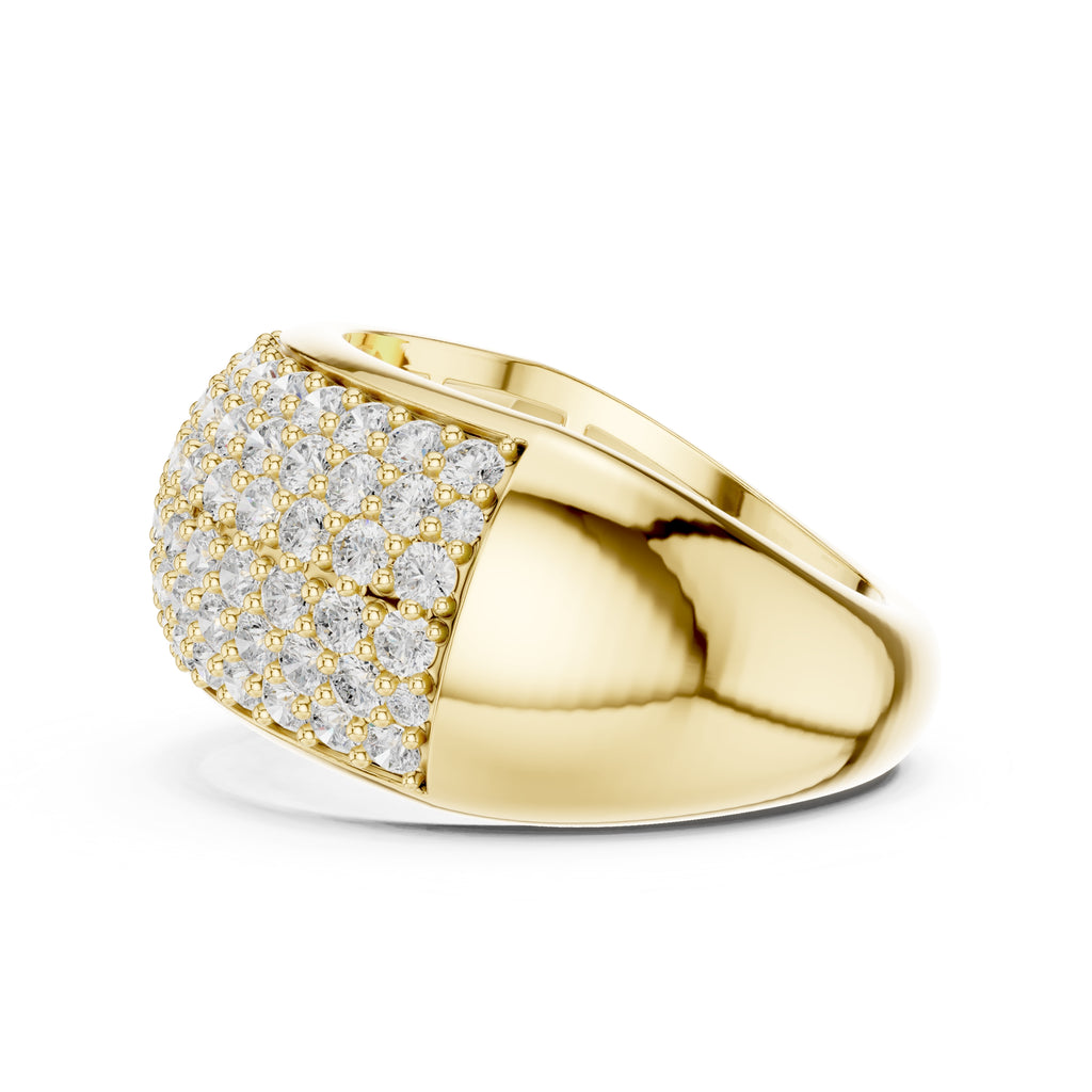 Wide Pave Dome Wedding Ring Yellow Gold