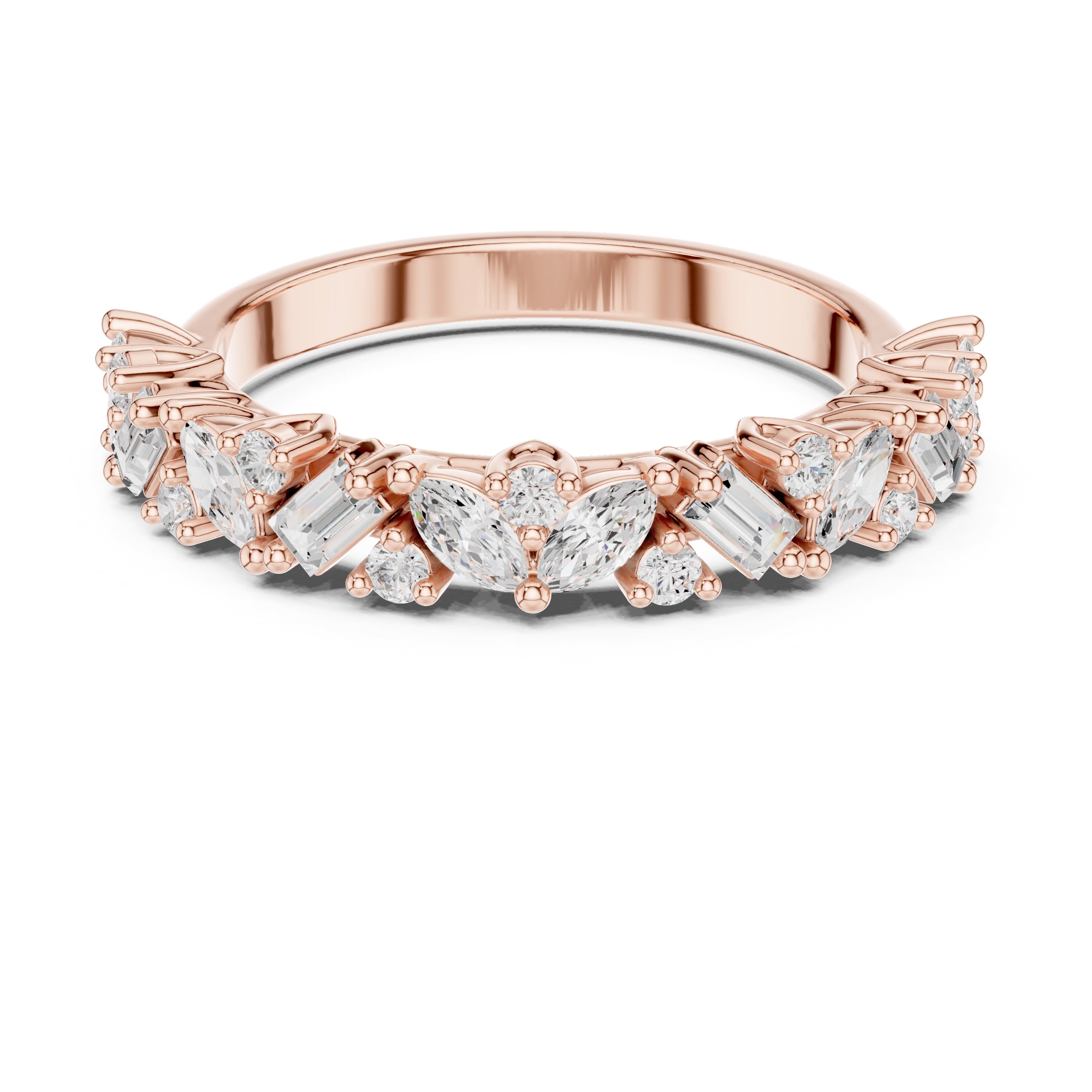 Marquise & Baguette Cluster Band Rose Gold