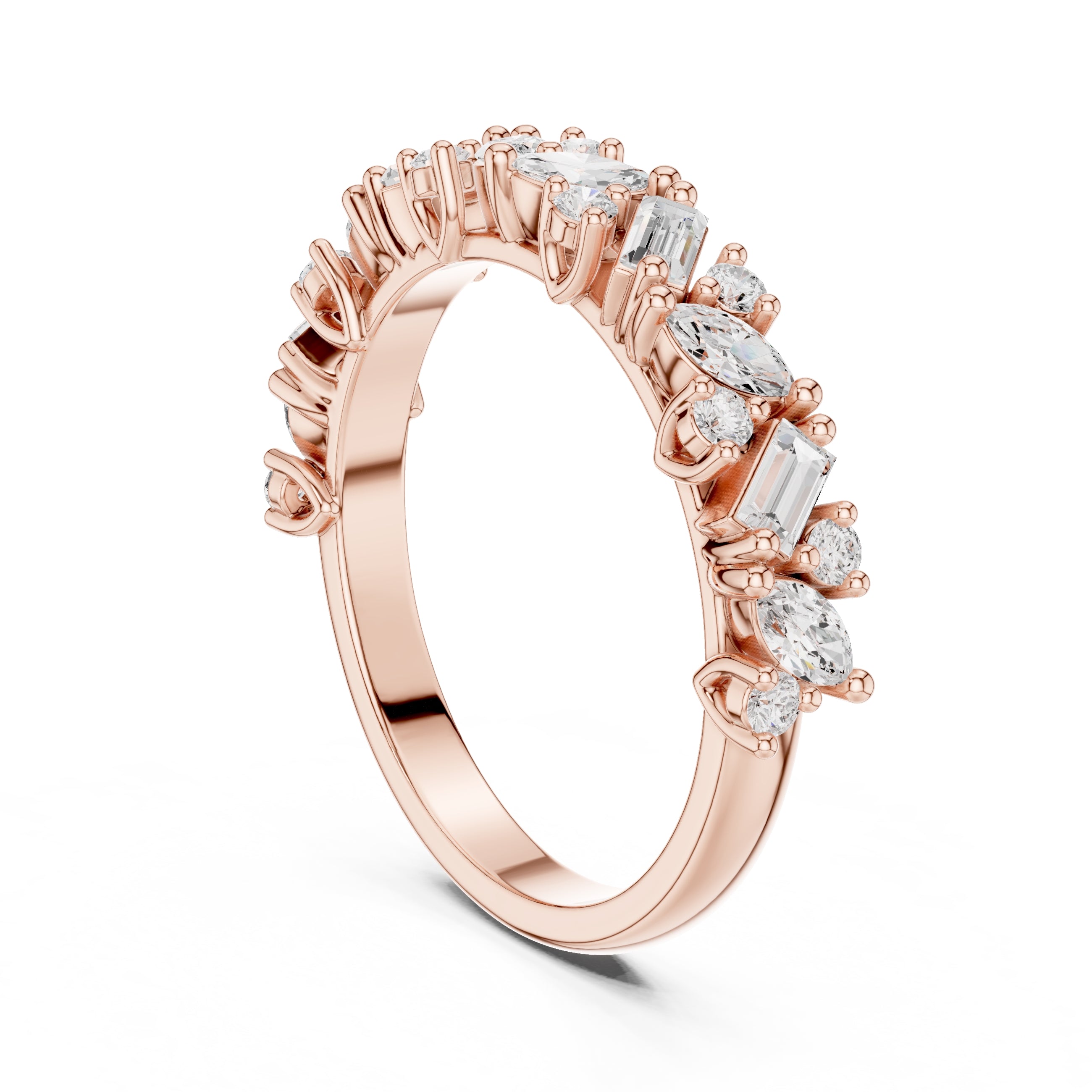 Marquise & Baguette Cluster Band Rose Gold