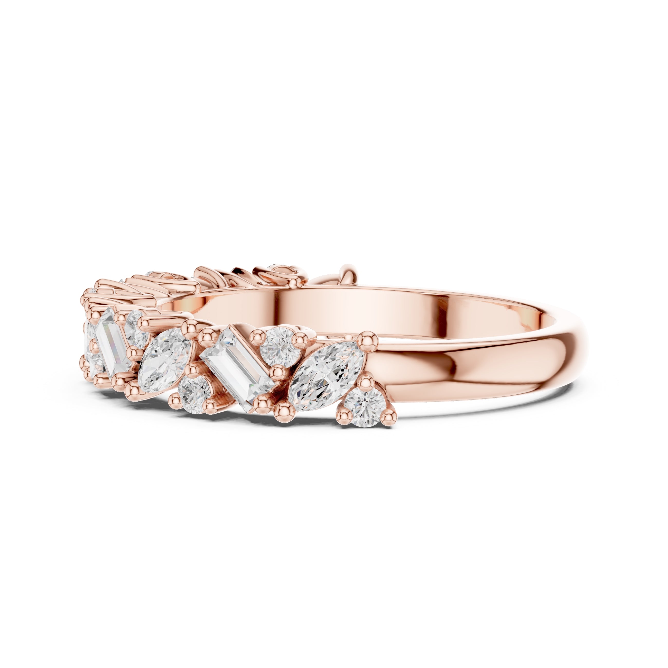 Marquise & Baguette Cluster Band Rose Gold
