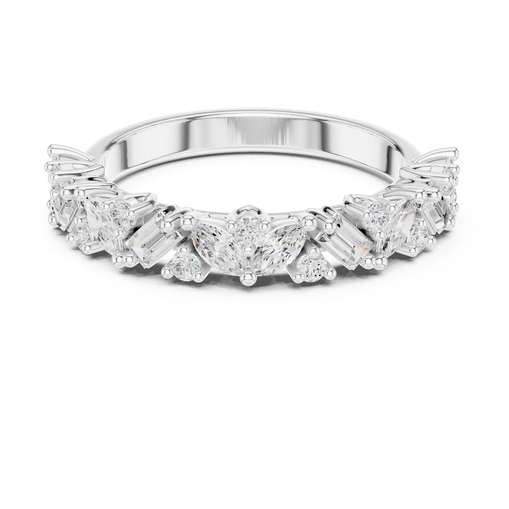 Marquise & Baguette Cluster Band White Gold