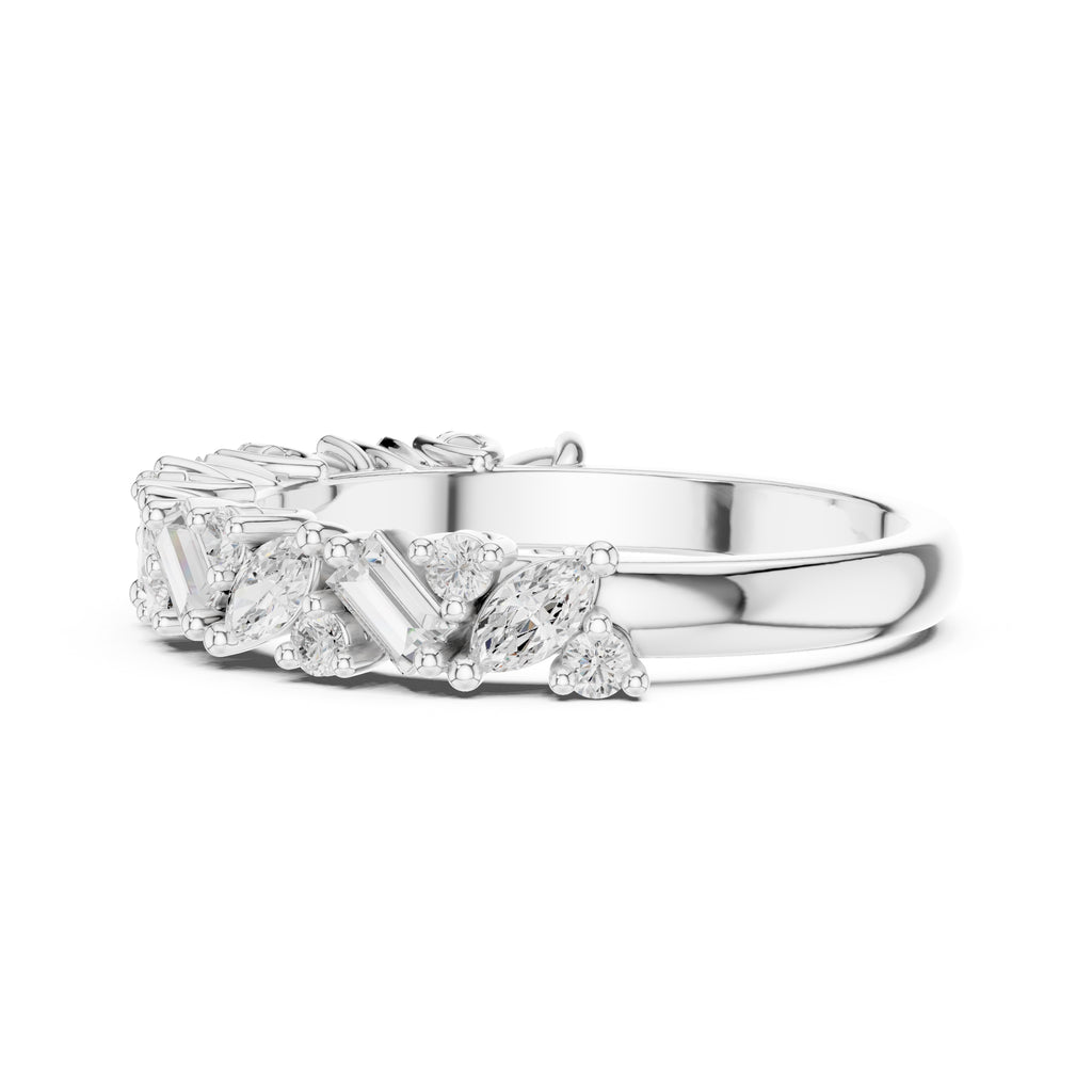 Marquise & Baguette Cluster Band White Gold