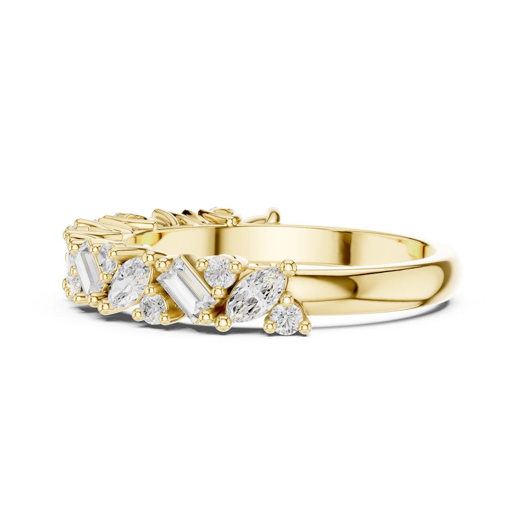 Marquise & Baguette Cluster Band Yellow Gold