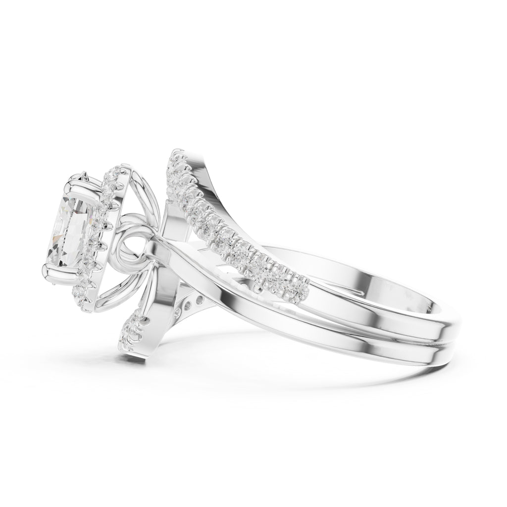 1.5 ct Oval Diamond Entwined Crossover Ring 1.5ct White Gold