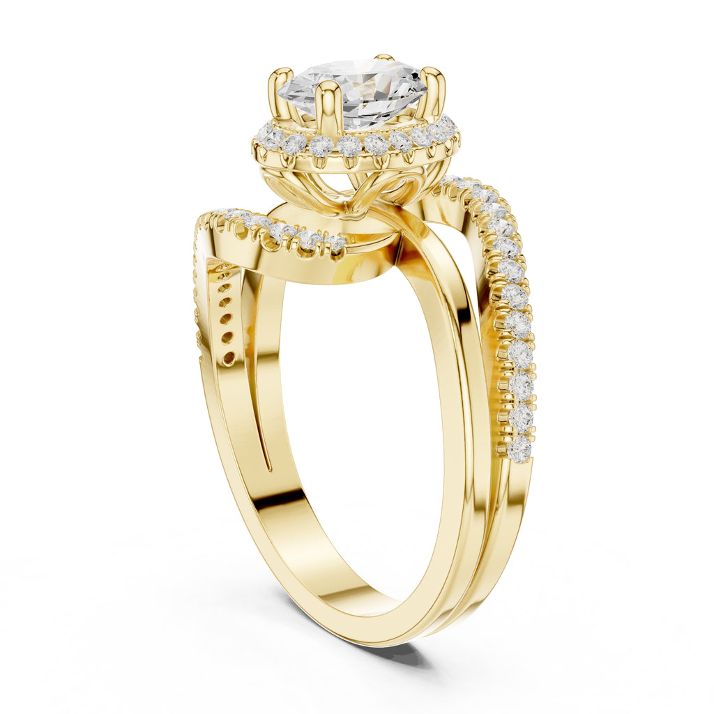 1.5 ct Oval Diamond Entwined Crossover Ring 1.5ct Yellow Gold