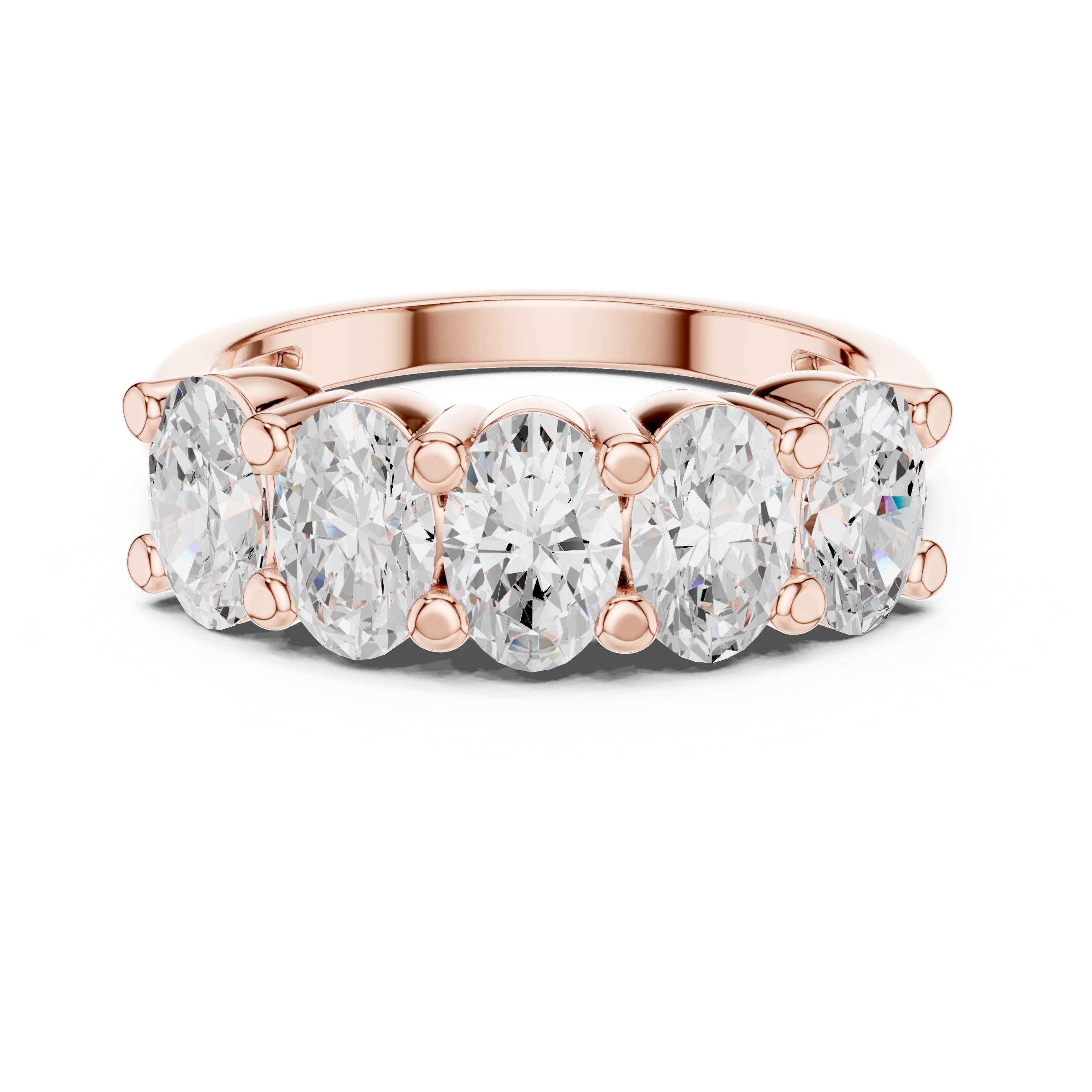 Oval Diamond Five-Stone Ring Rose Gold