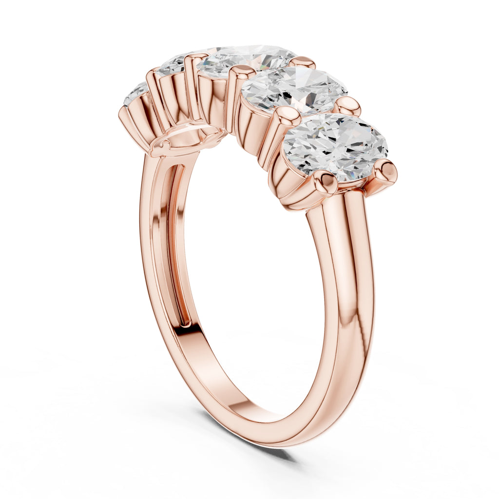 Oval Diamond Five-Stone Ring Rose Gold