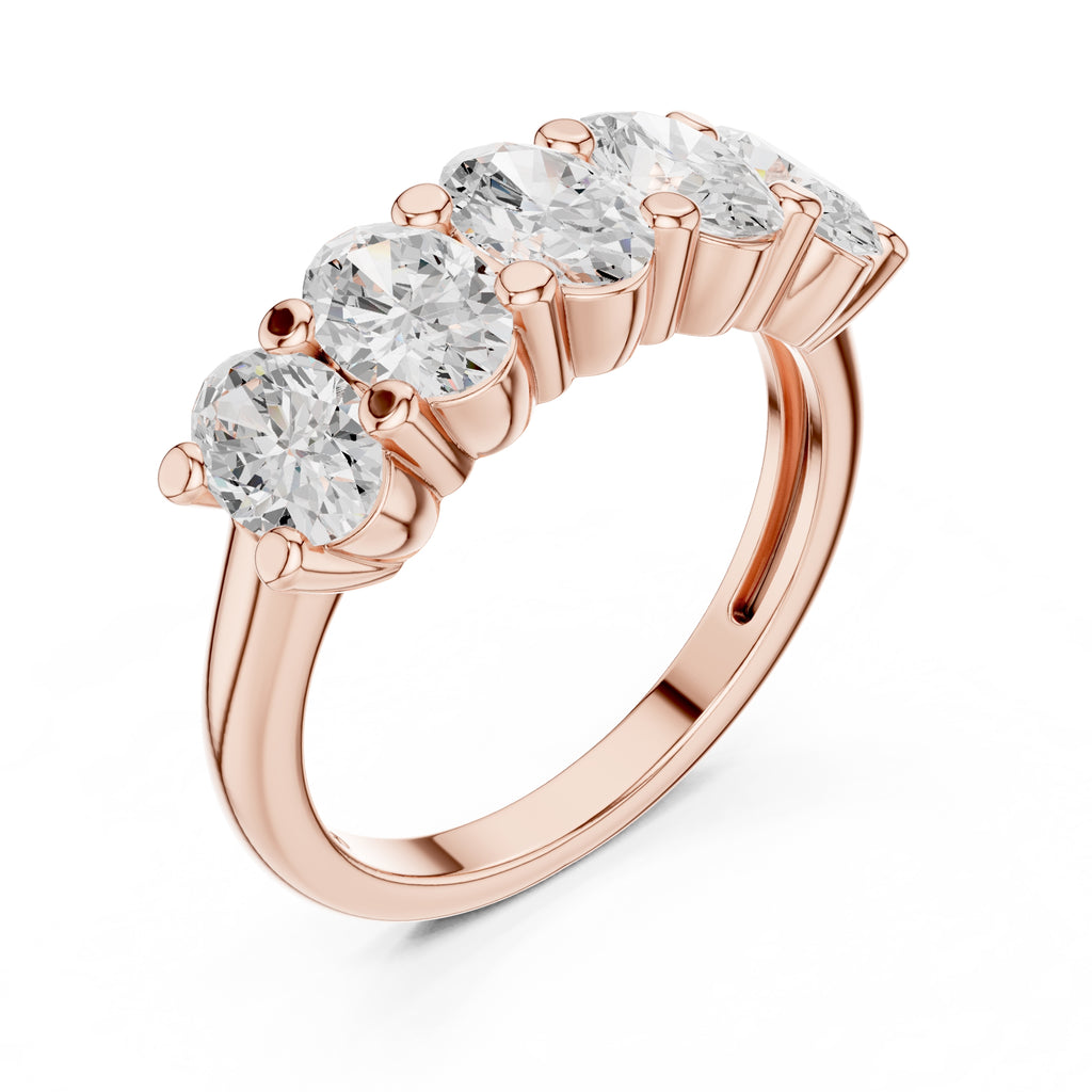 Oval Diamond Five-Stone Ring Rose Gold