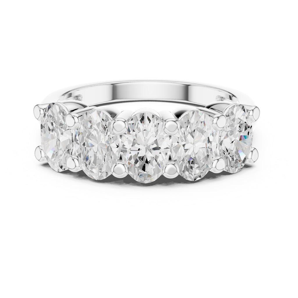 Oval Diamond Five-Stone Ring White Gold