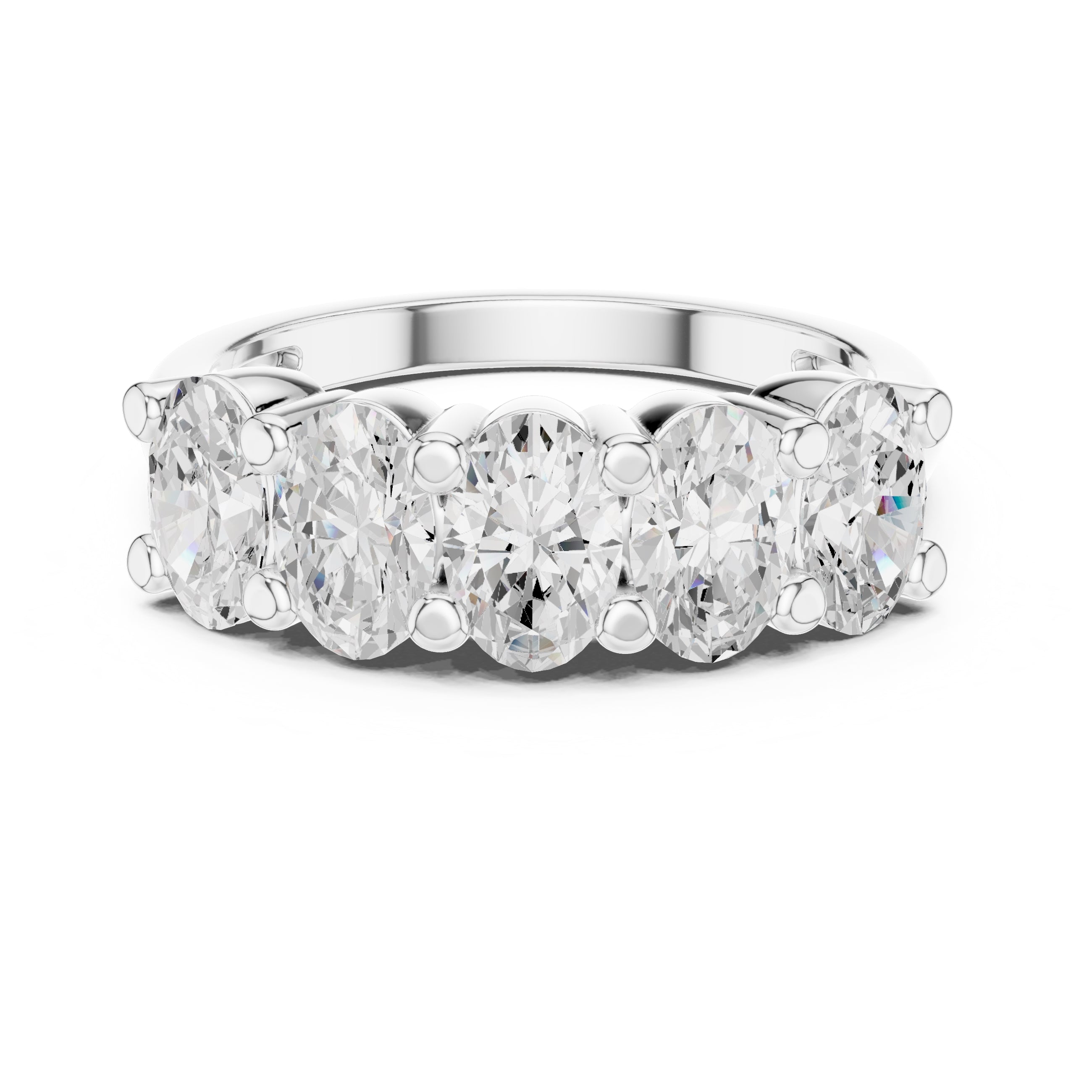 Oval Diamond Five-Stone Ring White Gold