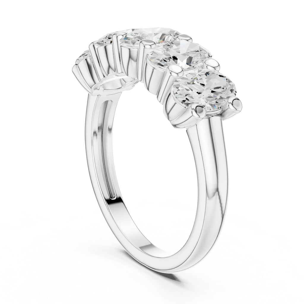 Oval Diamond Five-Stone Ring White Gold
