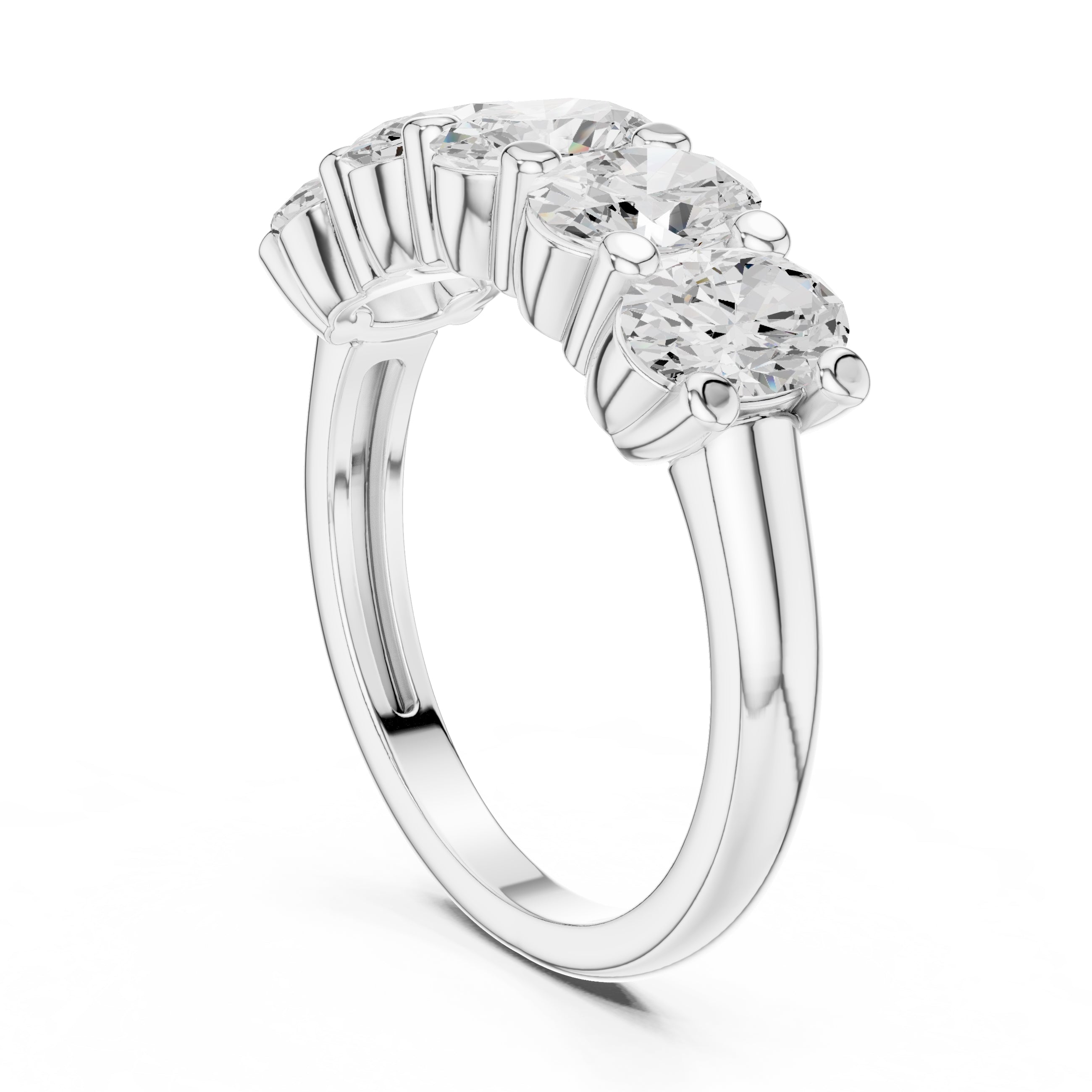 Oval Diamond Five-Stone Ring White Gold