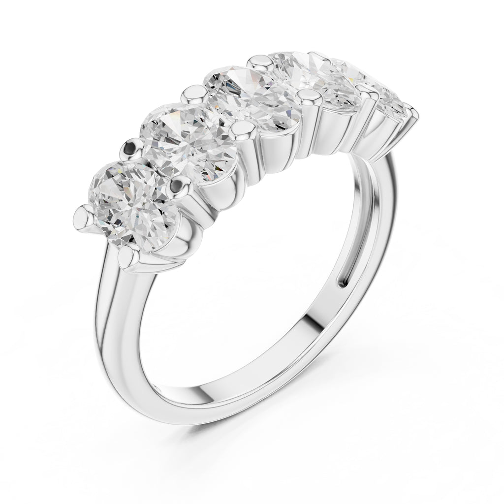Oval Diamond Five-Stone Ring White Gold