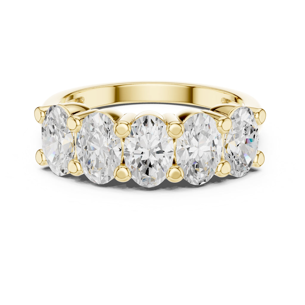 Oval Diamond Five-Stone Ring Yellow Gold