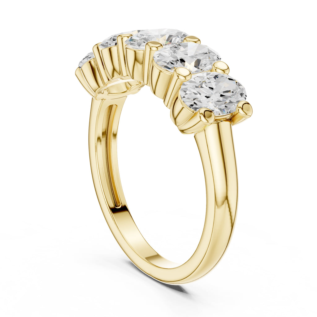 Oval Diamond Five-Stone Ring Yellow Gold