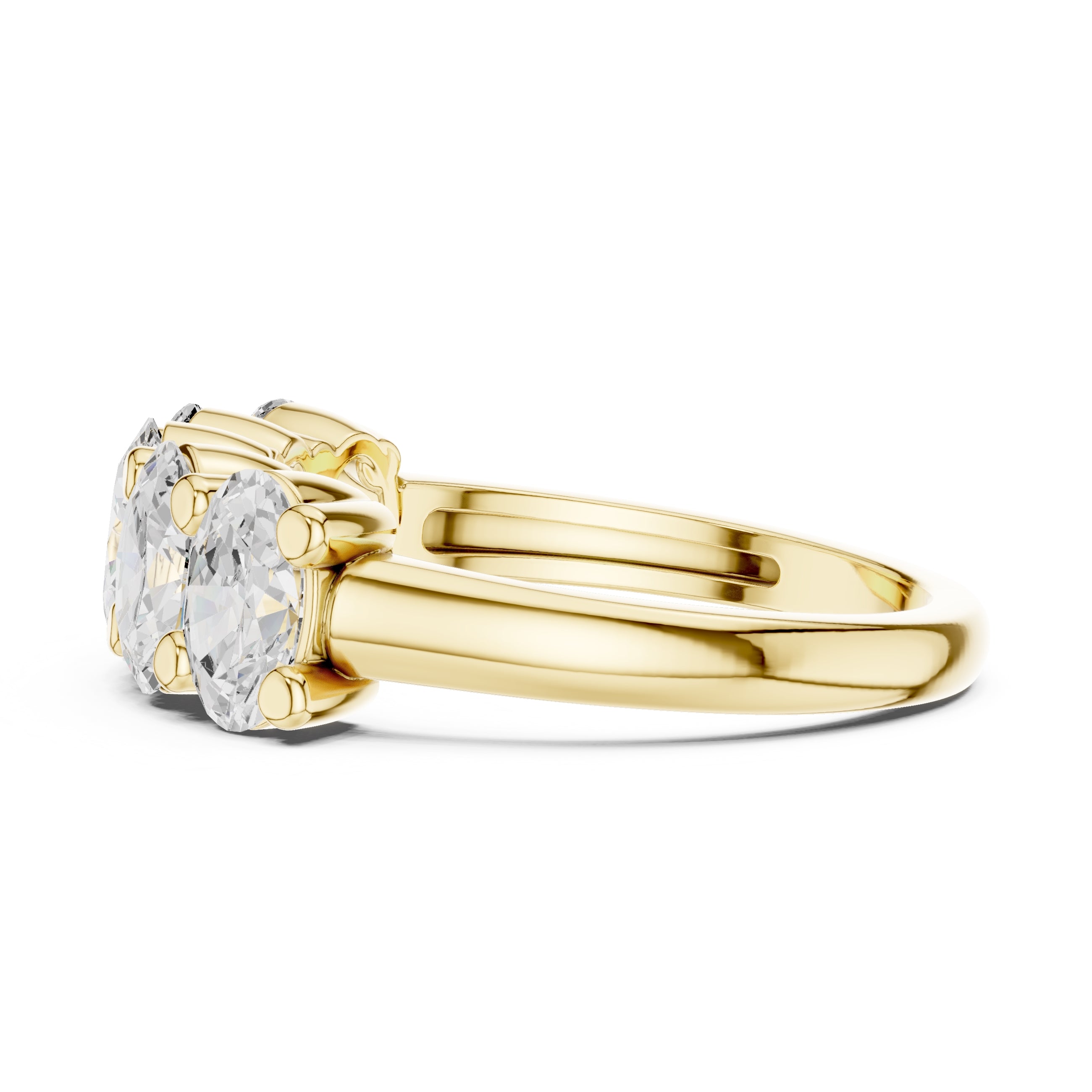Oval Diamond Five-Stone Ring Yellow Gold