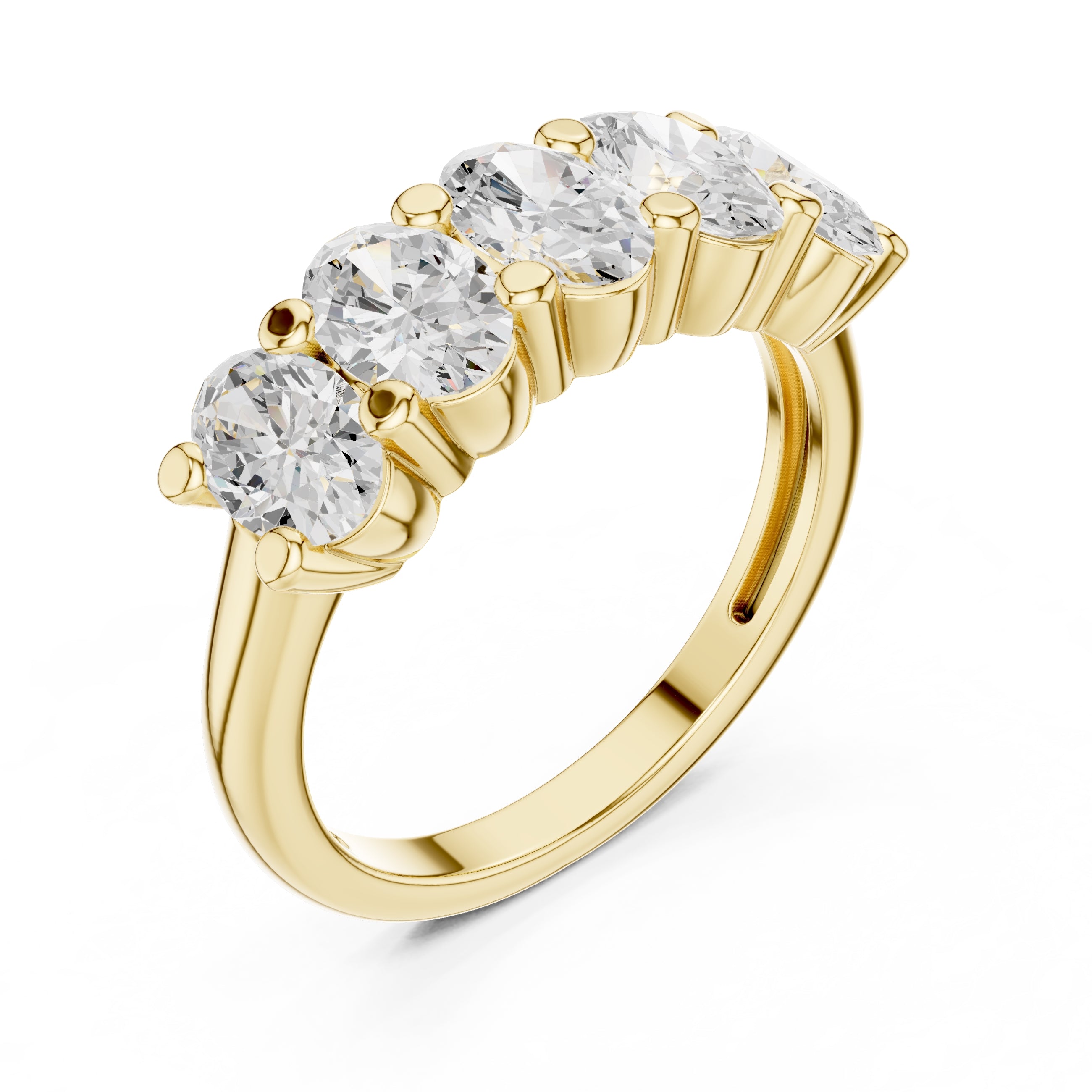 Oval Diamond Five-Stone Ring Yellow Gold