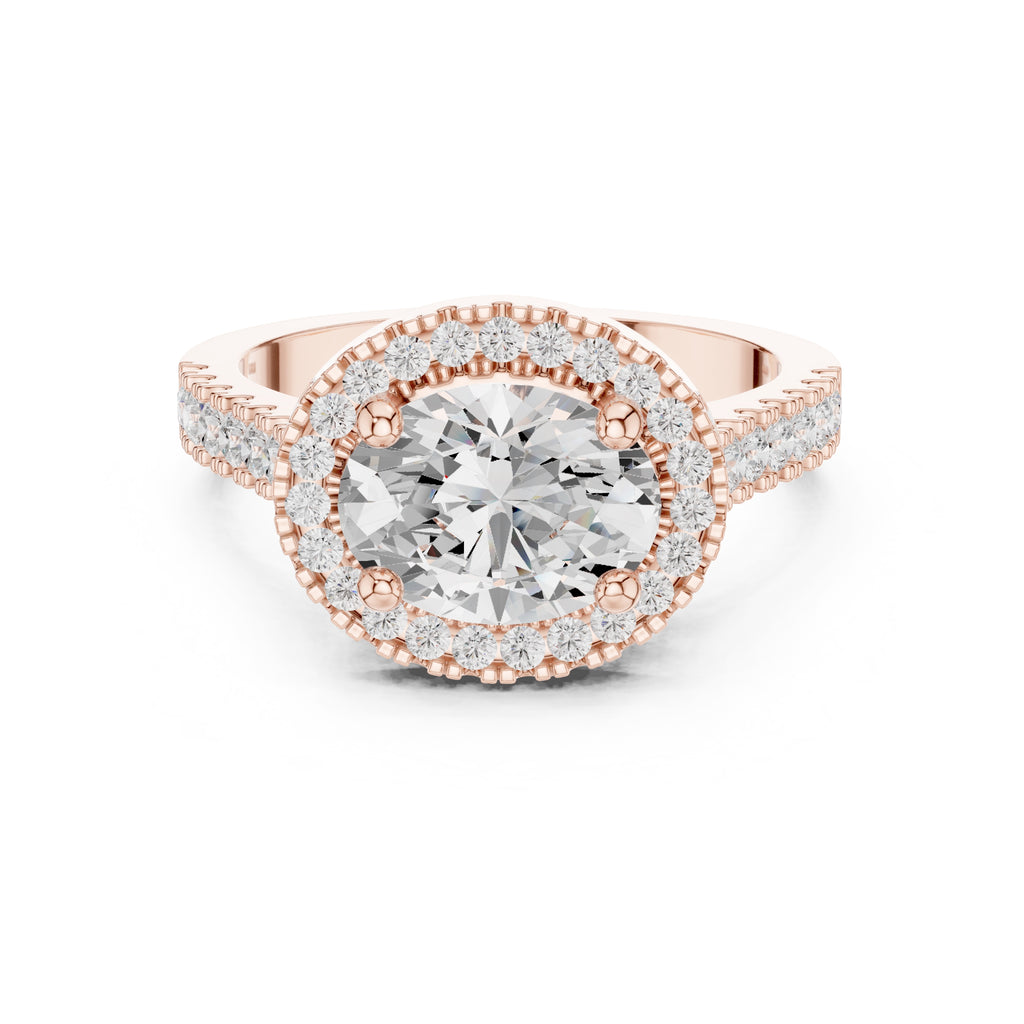 2.00 ct Classic Oval Halo Statement Ring 2ct Rose Gold