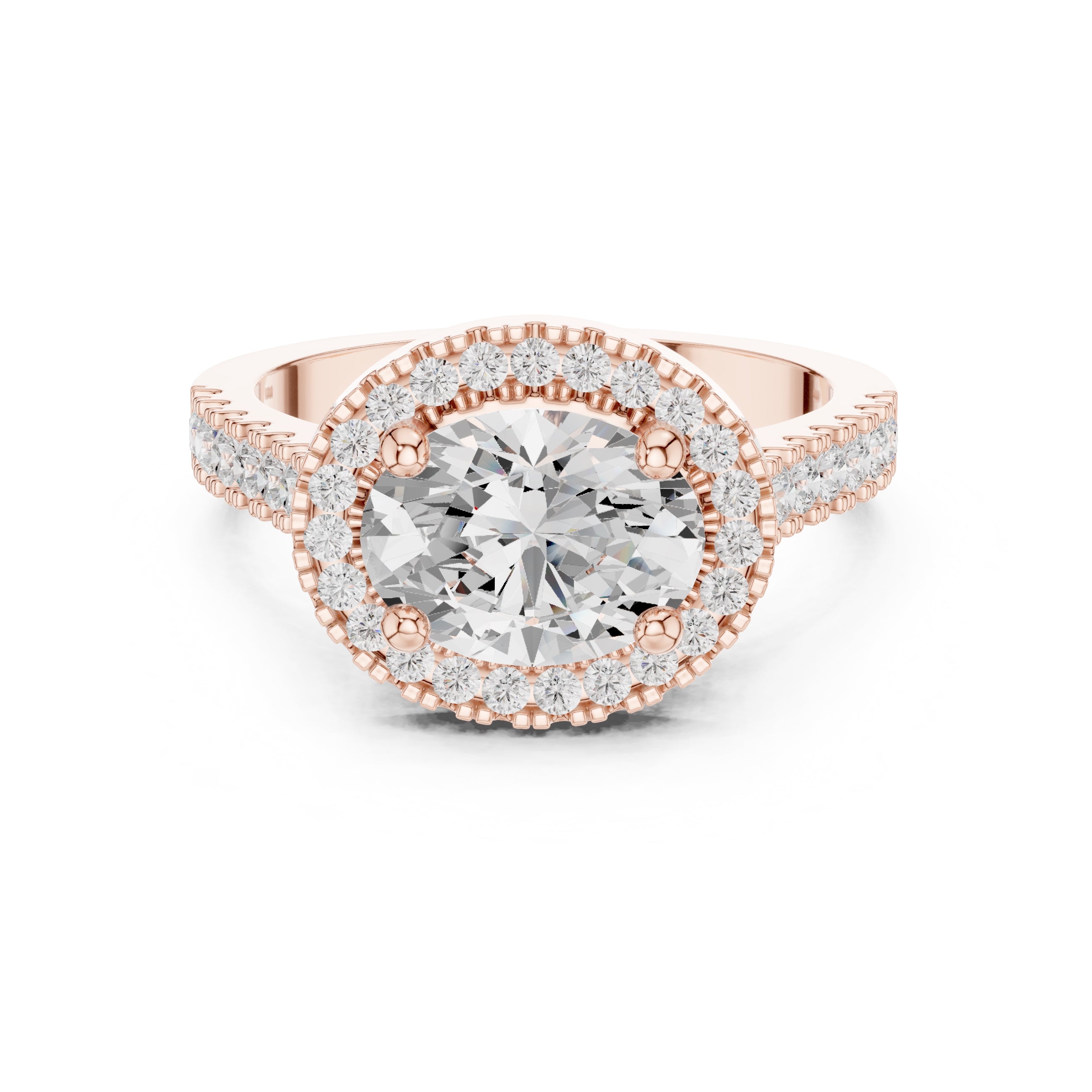 2.00 ct Classic Oval Halo Statement Ring 2ct Rose Gold
