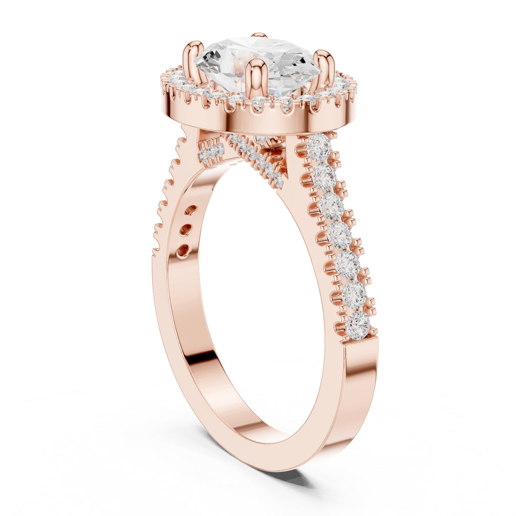 2.00 ct Classic Oval Halo Statement Ring 2ct Rose Gold