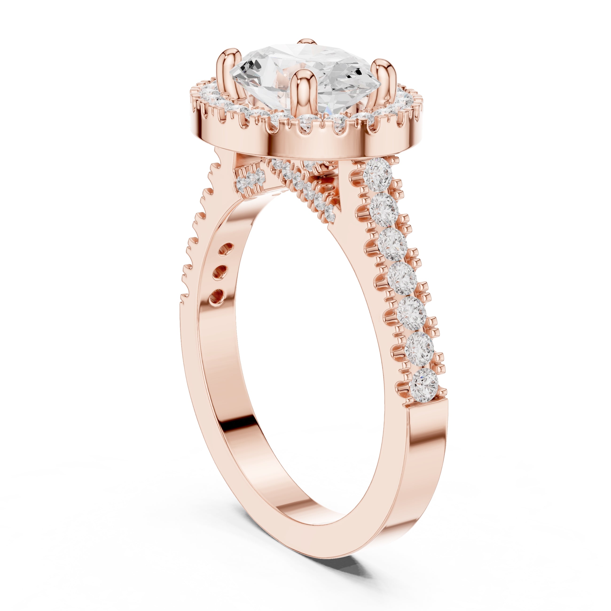 2.00 ct Classic Oval Halo Statement Ring 2ct Rose Gold