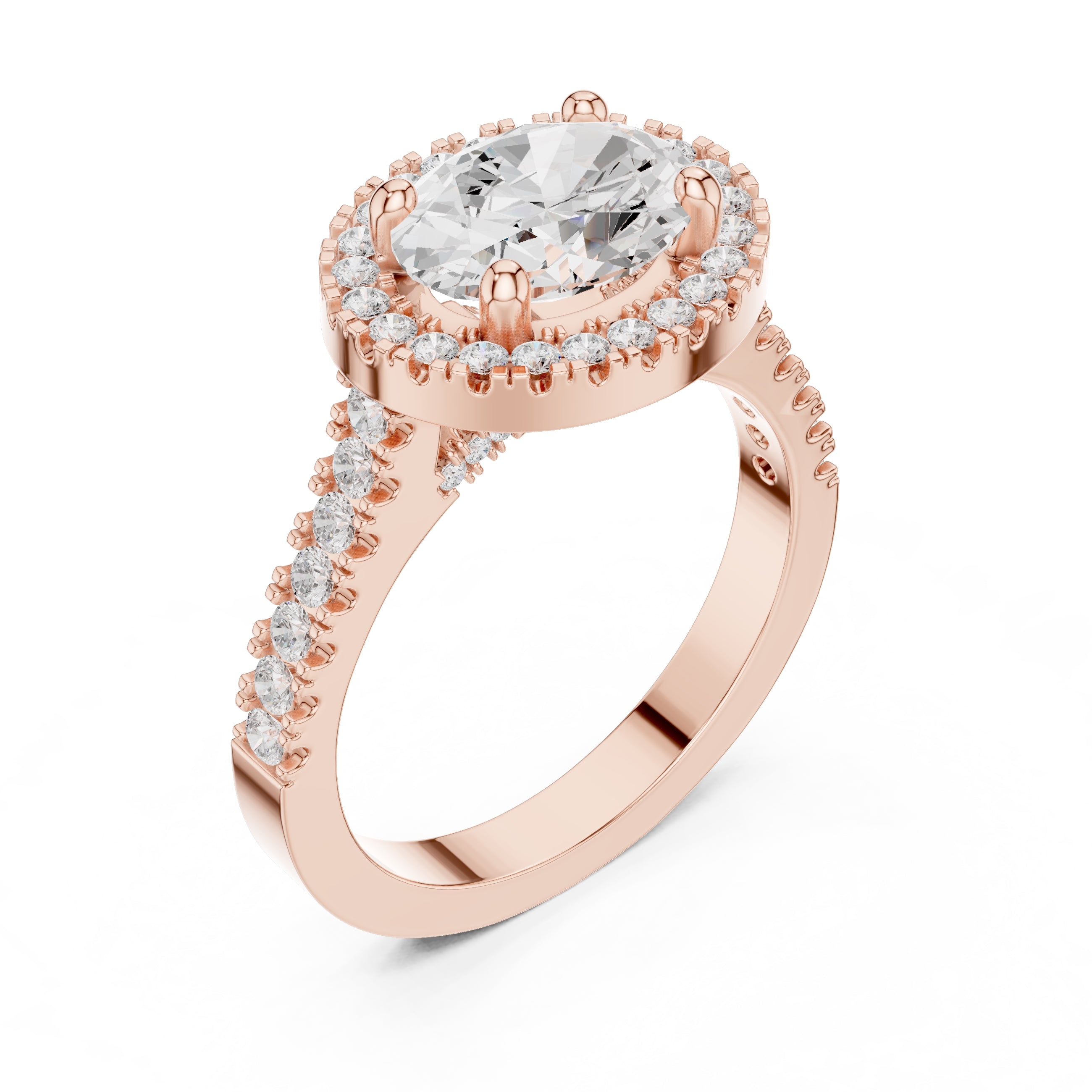 2.00 ct Classic Oval Halo Statement Ring 2ct Rose Gold