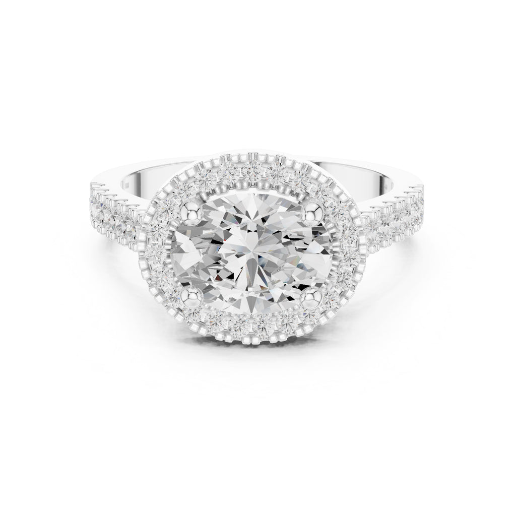 2.00 ct Classic Oval Halo Statement Ring 2ct White Gold