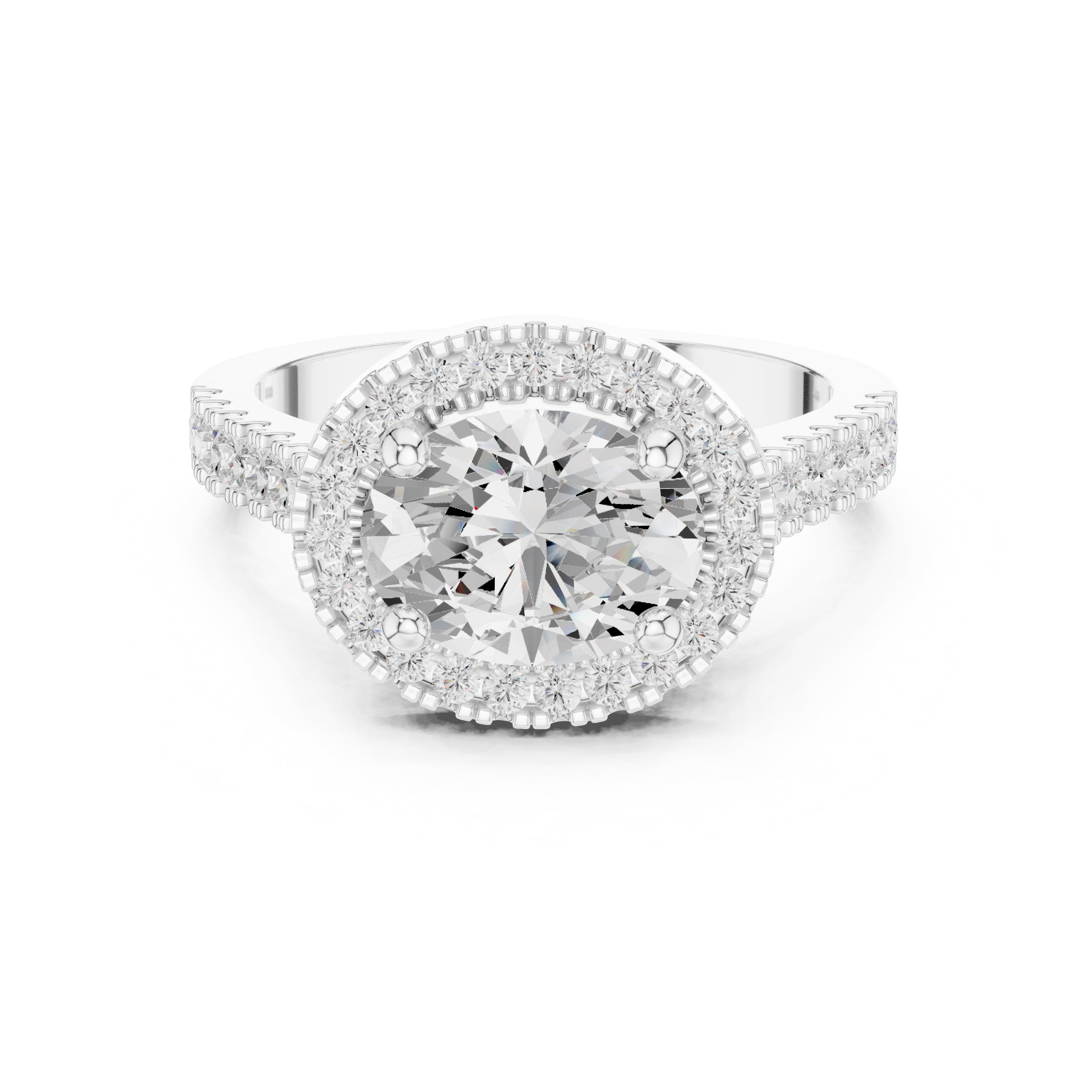2.00 ct Classic Oval Halo Statement Ring 2ct White Gold